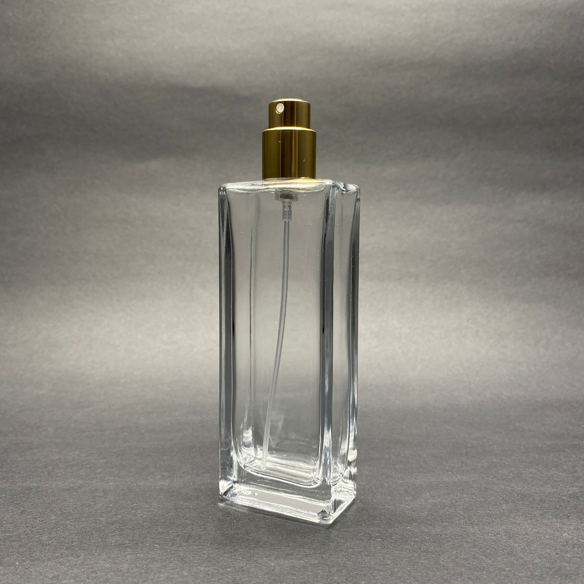 50 Ml Dikdörtgen Model Fortune Uzun Parfüm Şişesi - Gold Metal Spreyli (Ağız 15 Mm Geçme Kolay Kapama)