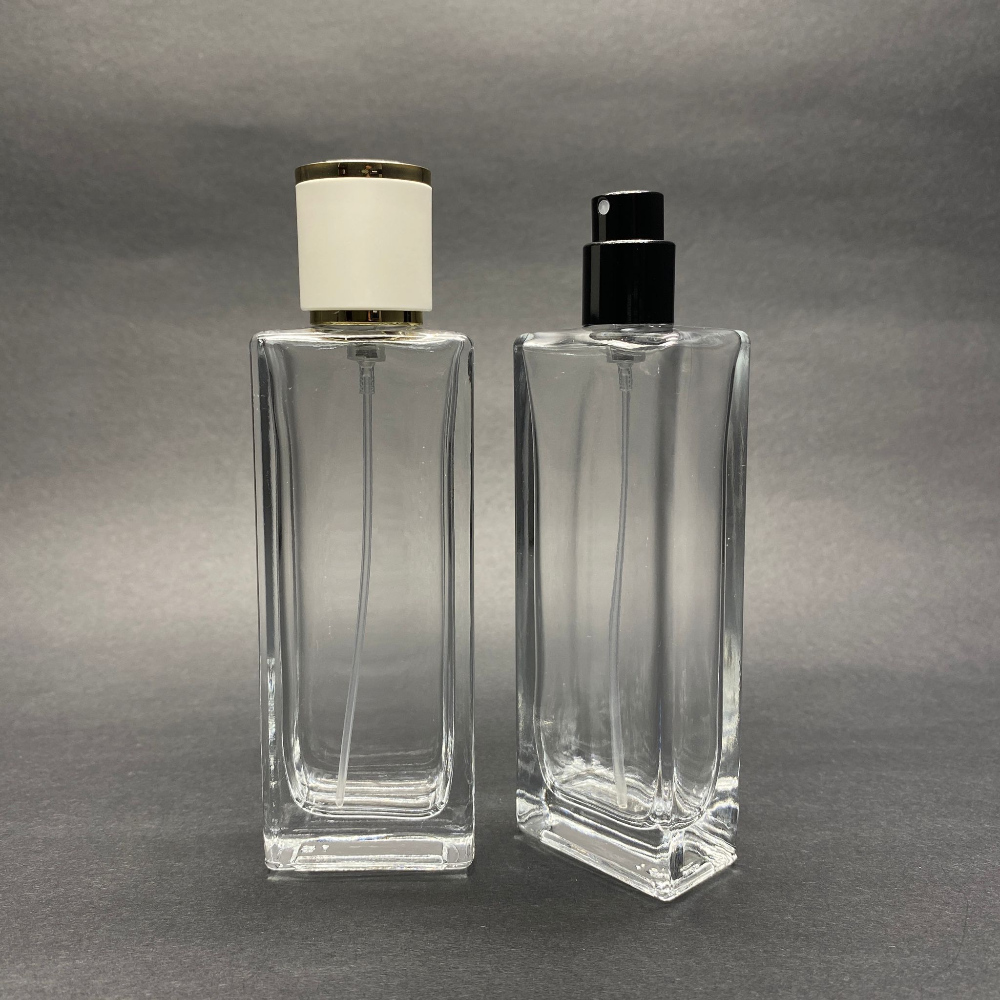 50 Ml Dikdörtgen Model Fortune Uzun Parfüm Şişesi - Siyah Metal Spreyli + Gold Beyaz Kapaklı (Ağız 15 Mm Geçme Kolay Kapama)