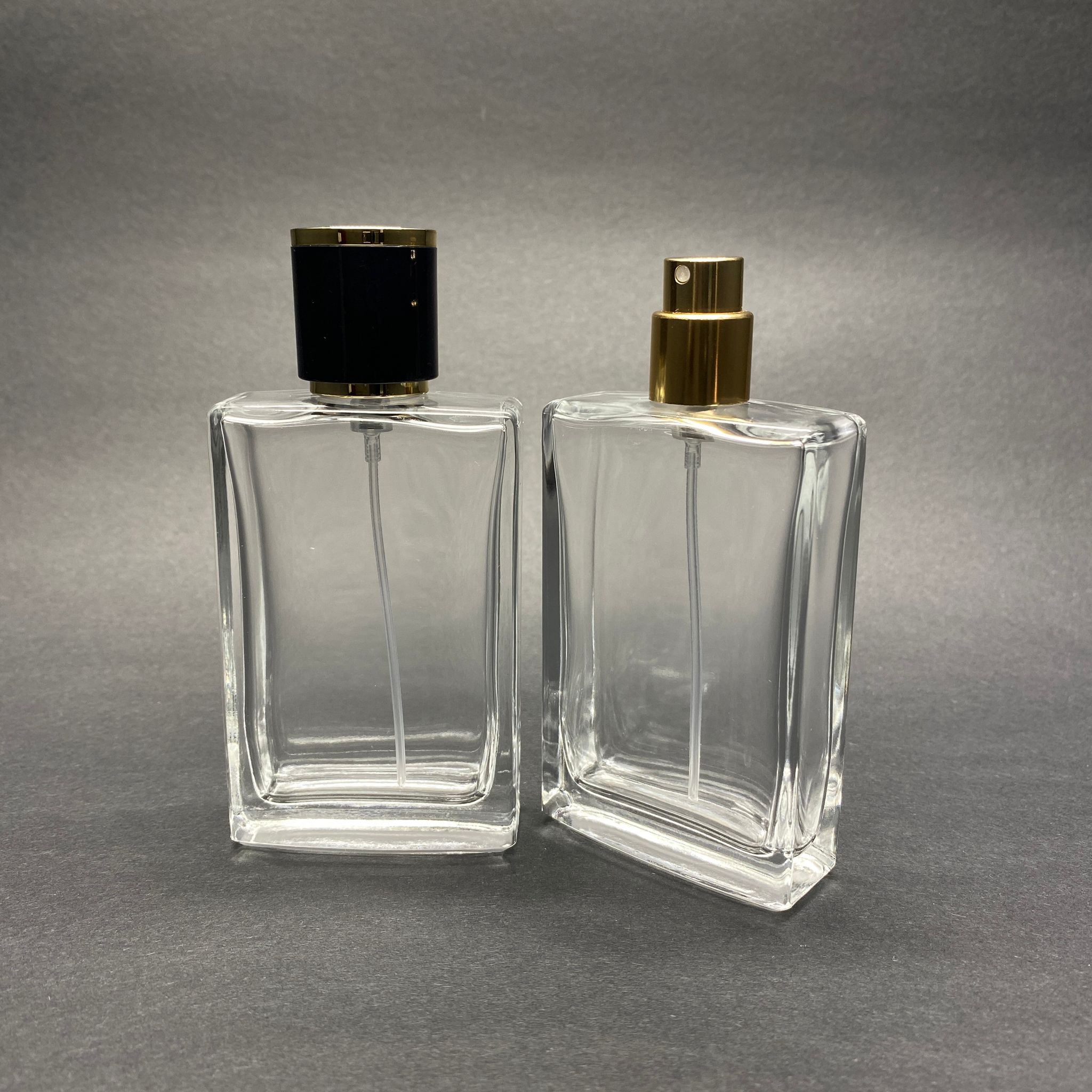 50 Ml Dikdörtgen Model Sossa Parfüm Şişesi - Gold Metal Spreyli + Gold Siyah Kapaklı (Ağız 15 Mm Geçme Kolay Kapama)