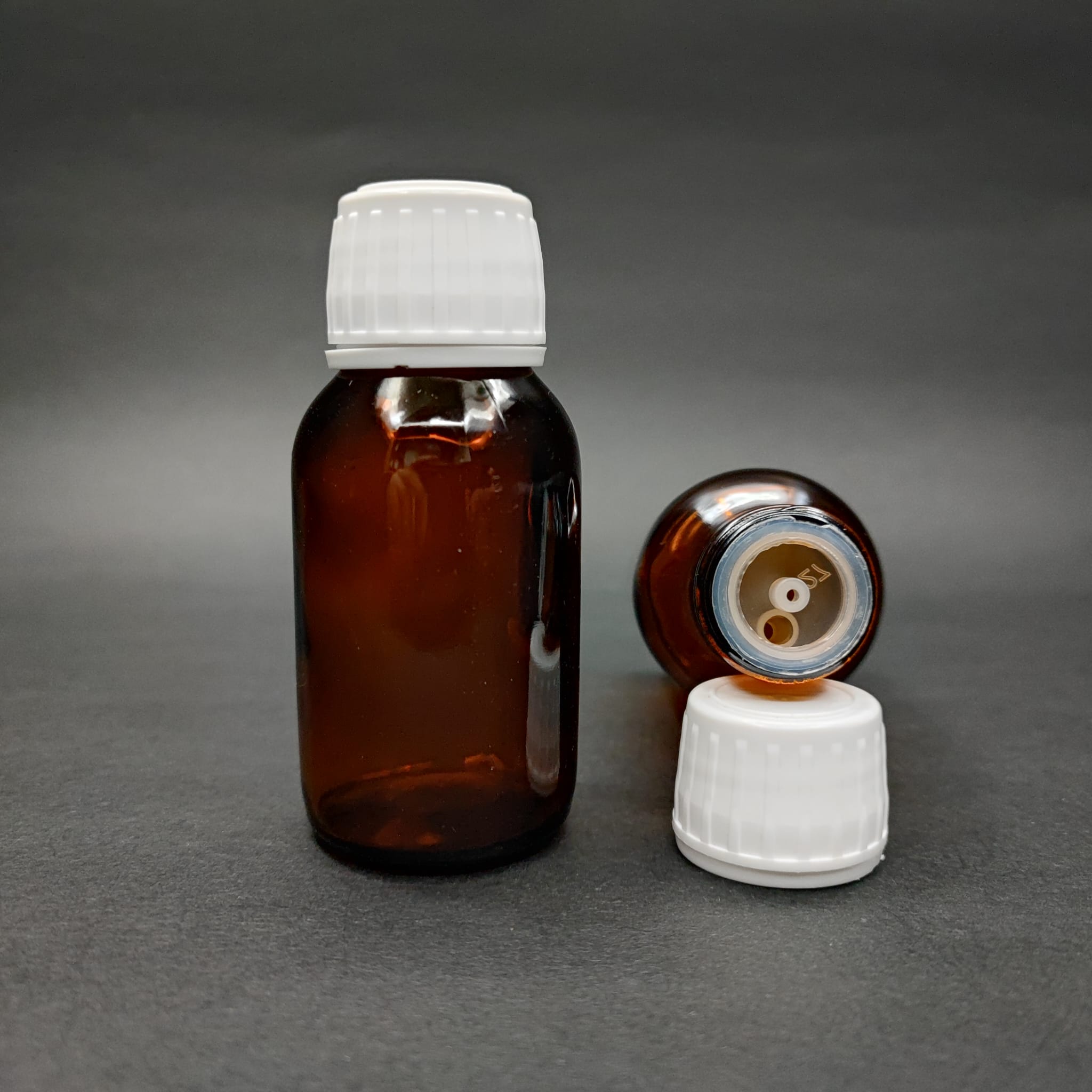 50 Ml Dolumu Kolay, Geniş Ağızlı İçten Damlalıklı Şişe (25 Mm Ağız)  - 50 Cc Beyaz Kilitli Damlalıklı Cam Ecza Şişesi - Amber Kahverengi
