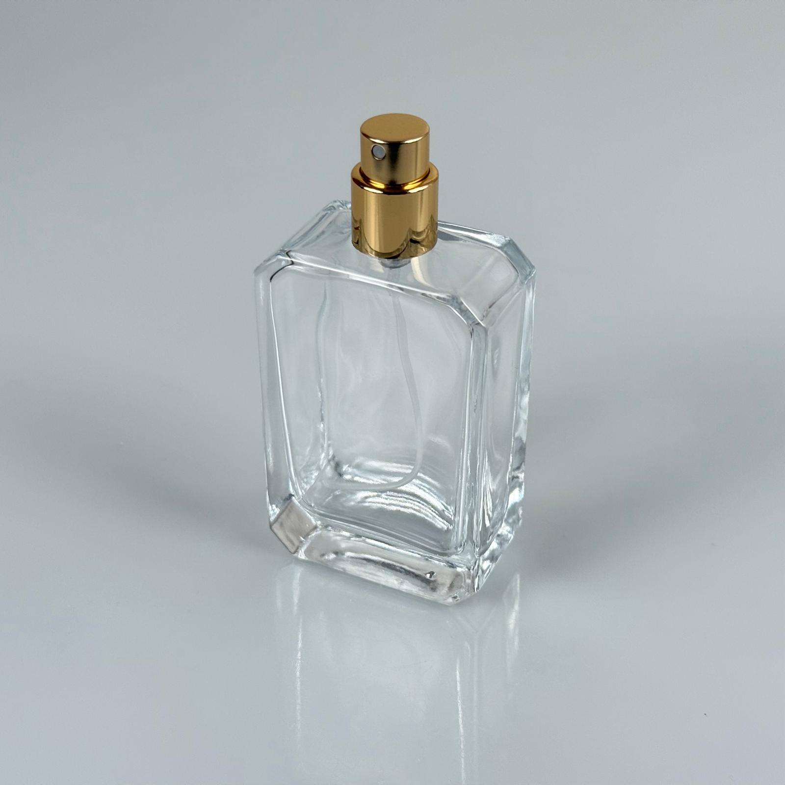 50 Ml Köşeli Model Angel Parfüm Şişesi - Gold Metal Spreyli (Ağız 15 Mm Geçme Kolay Kapama)