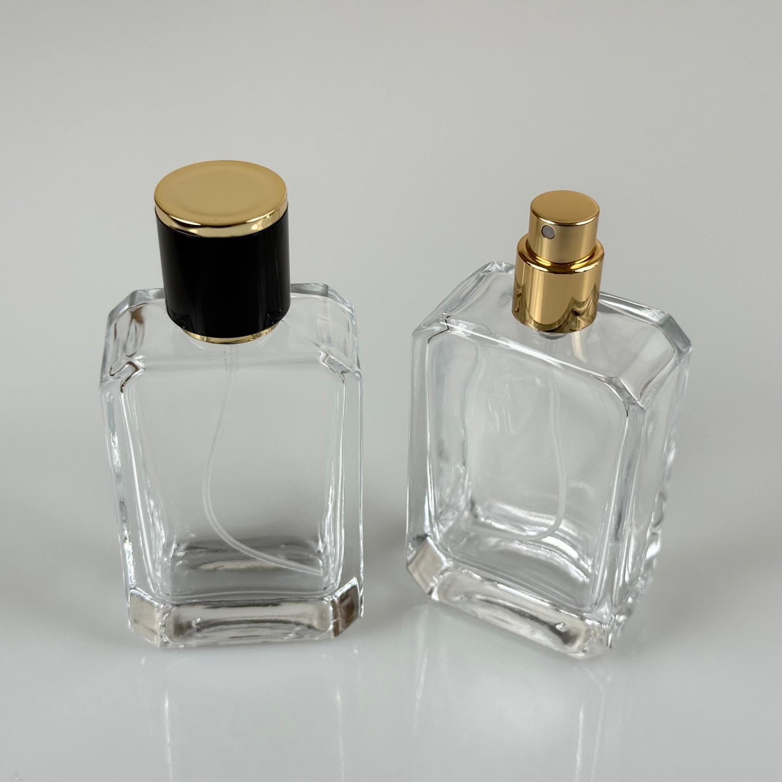50 Ml Köşeli Model Angel Parfüm Şişesi - Gold Metal Spreyli + Gold Siyah Kapaklı (Ağız 15 Mm Geçme Kolay Kapama)