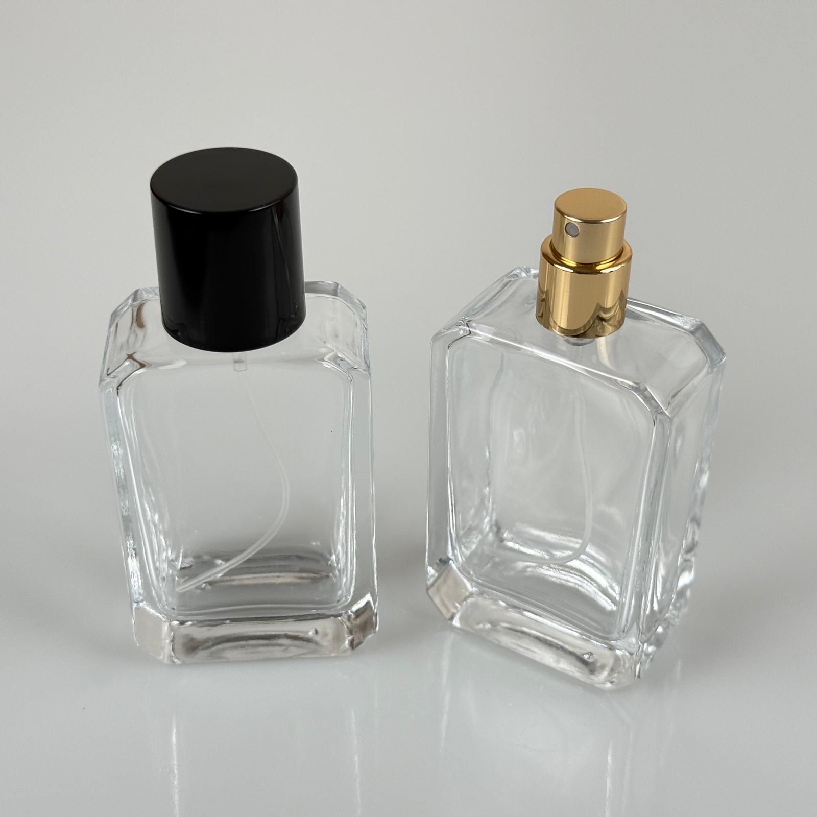 50 Ml Köşeli Model Angel Parfüm Şişesi - Gold Metal Spreyli + Siyah Kapaklı (Ağız 15 Mm Geçme Kolay Kapama)