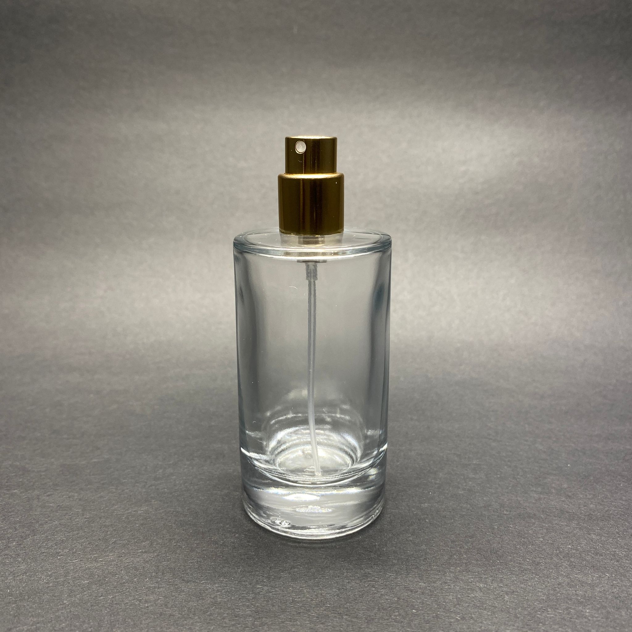 50 Ml Silindir Model Mars Parfüm Şişesi - Gold Metal Spreyli (Ağız 15 Mm Geçme Kolay Kapama)