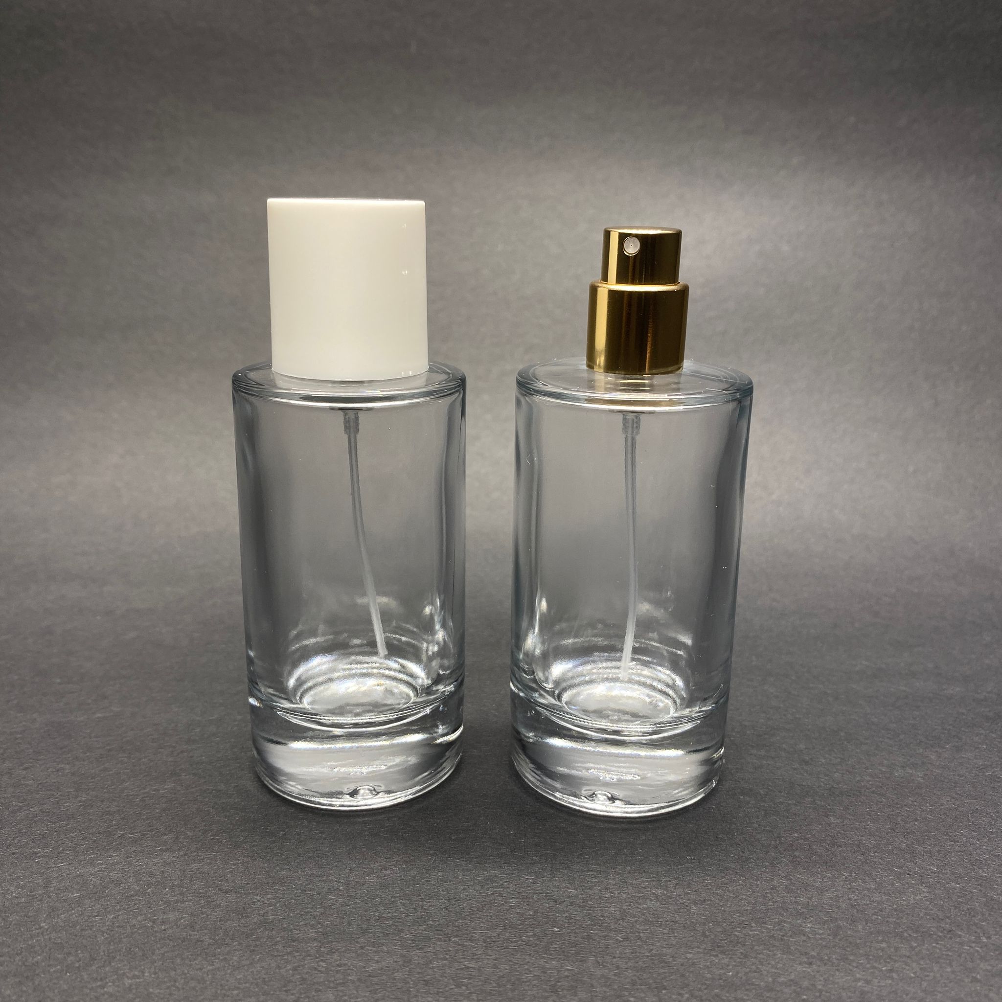 50 Ml Silindir Model Mars Parfüm Şişesi - Gold Metal Spreyli + Beyaz Kapaklı (Ağız 15 Mm Geçme Kolay Kapama)