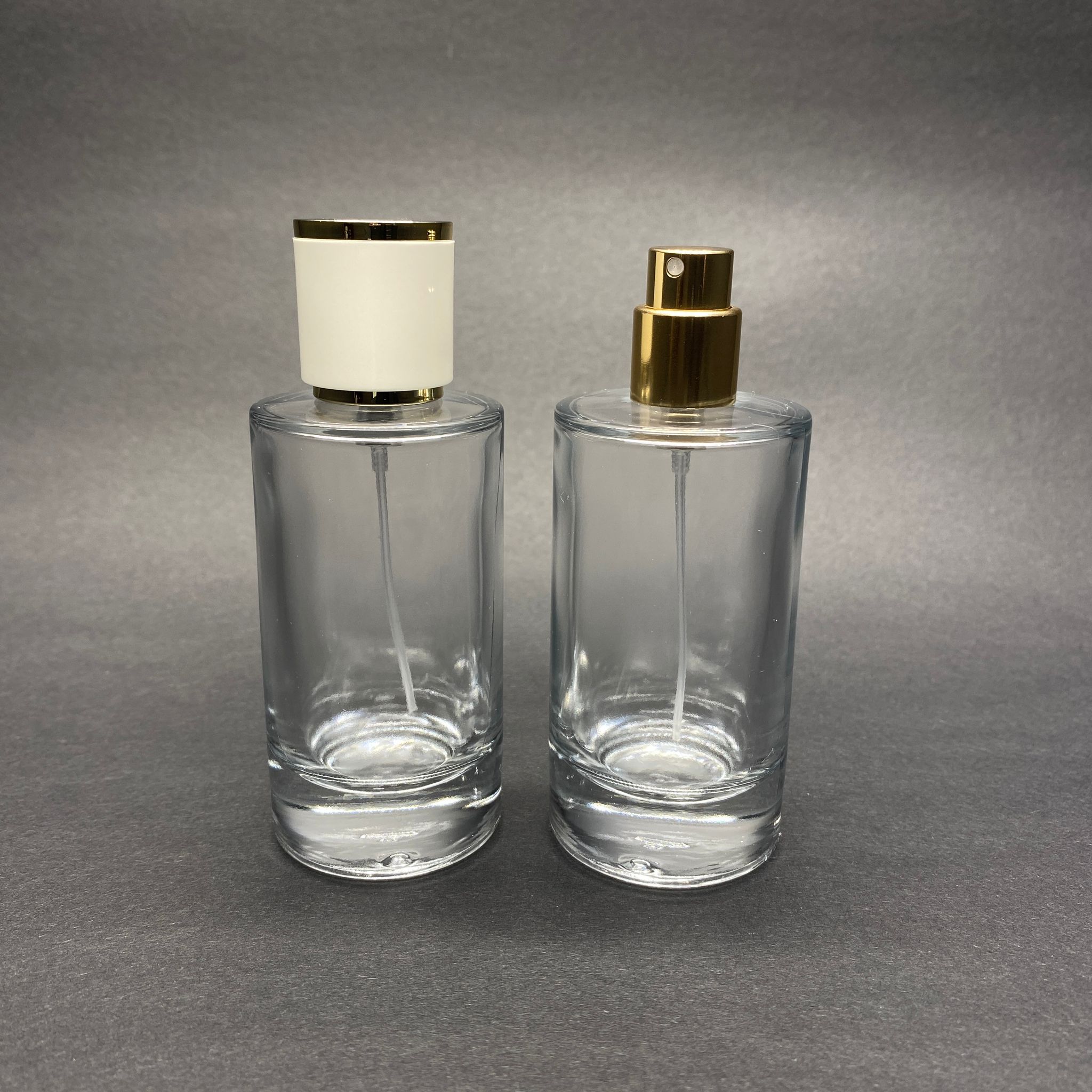50 Ml Silindir Model Mars Parfüm Şişesi - Gold Metal Spreyli + Gold Beyaz Kapaklı (Ağız 15 Mm Geçme Kolay Kapama)