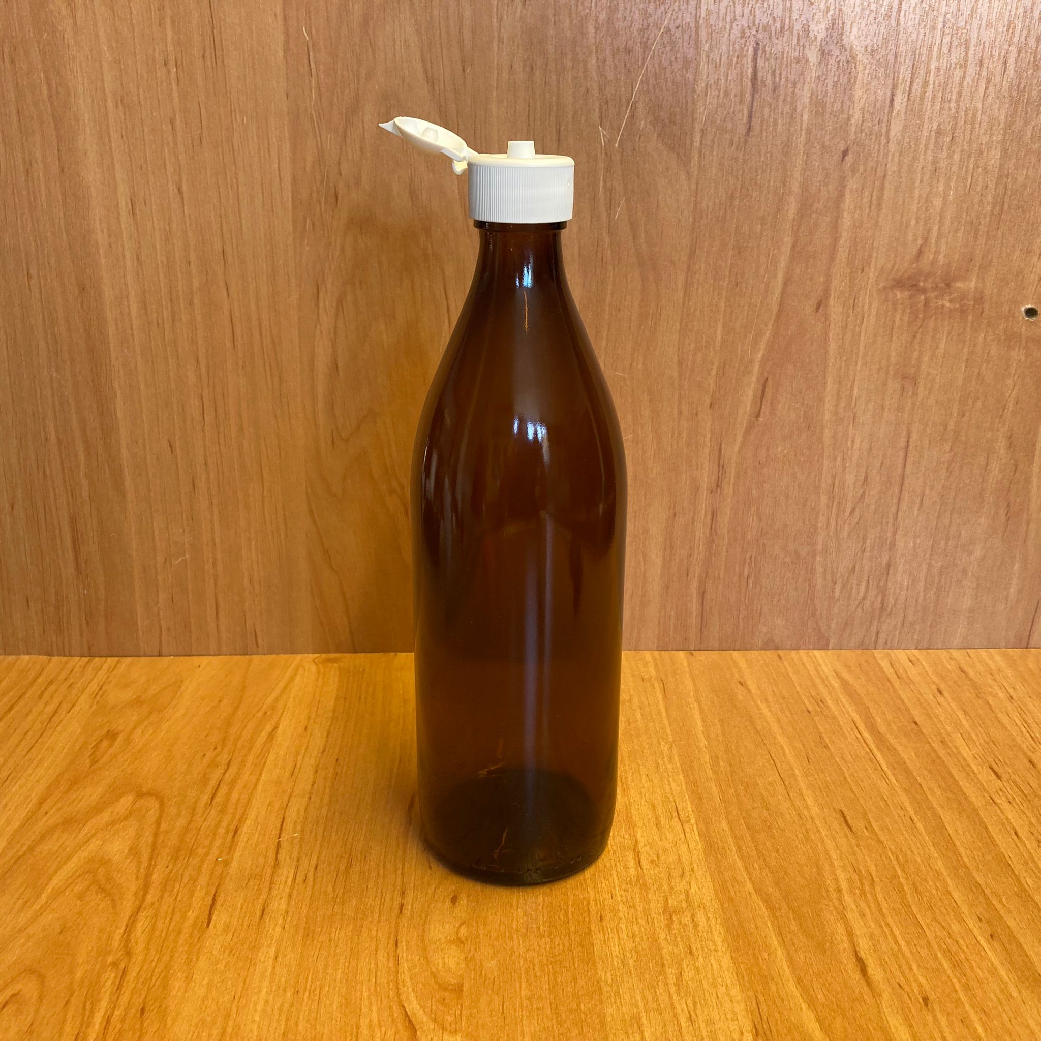 500 Cc Amber Cam Şişe - Beyaz Akıtıcılı Fliptop Kapaklı - 500 Ml Kahverengi Boş Şurup Şişesi - Açılır Kapanır Kapaklı