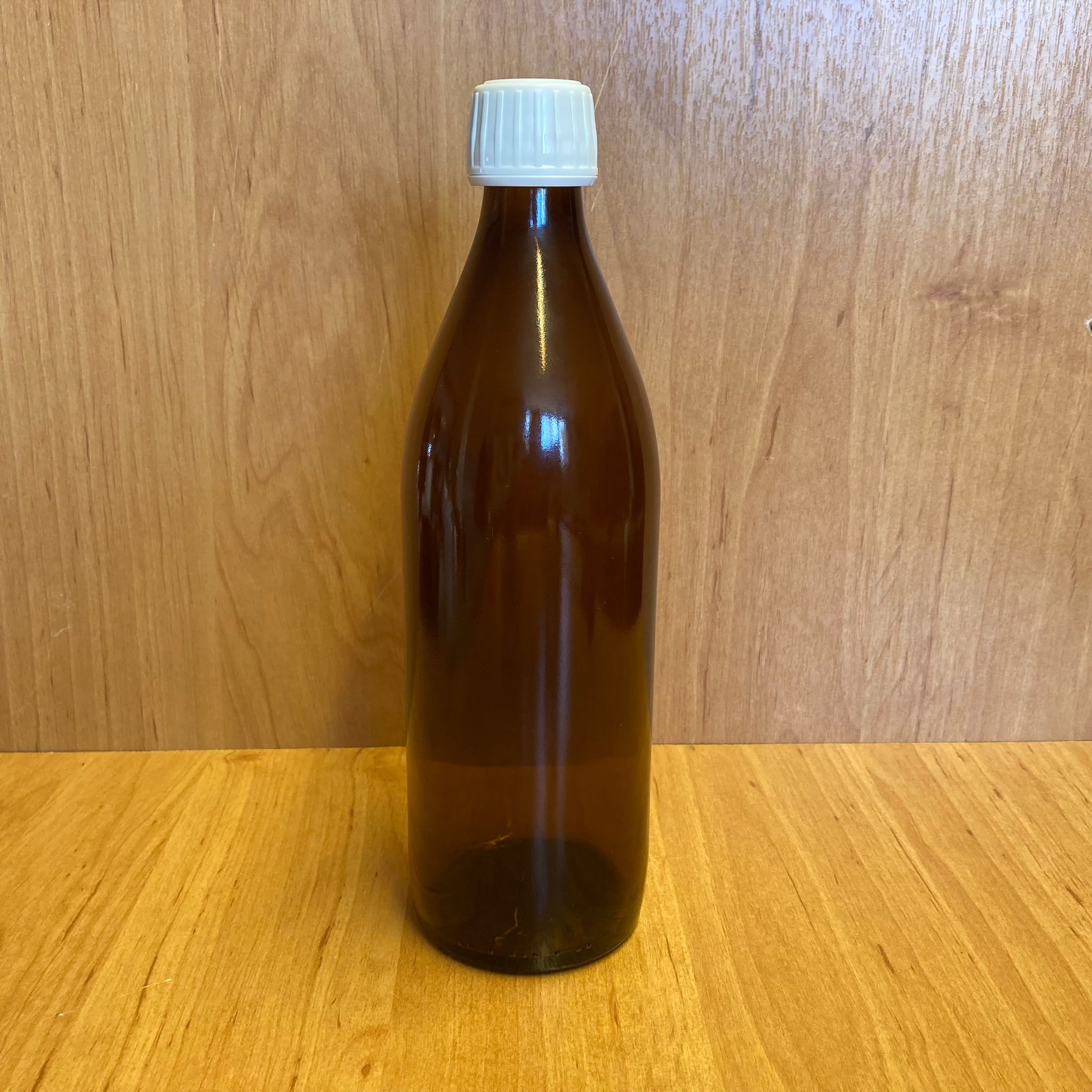 500 Cc Amber Cam Şişe - Beyaz Kilitli Plastik Kapaklı - 500 Ml Kahverengi Boş Şurup Şişesi