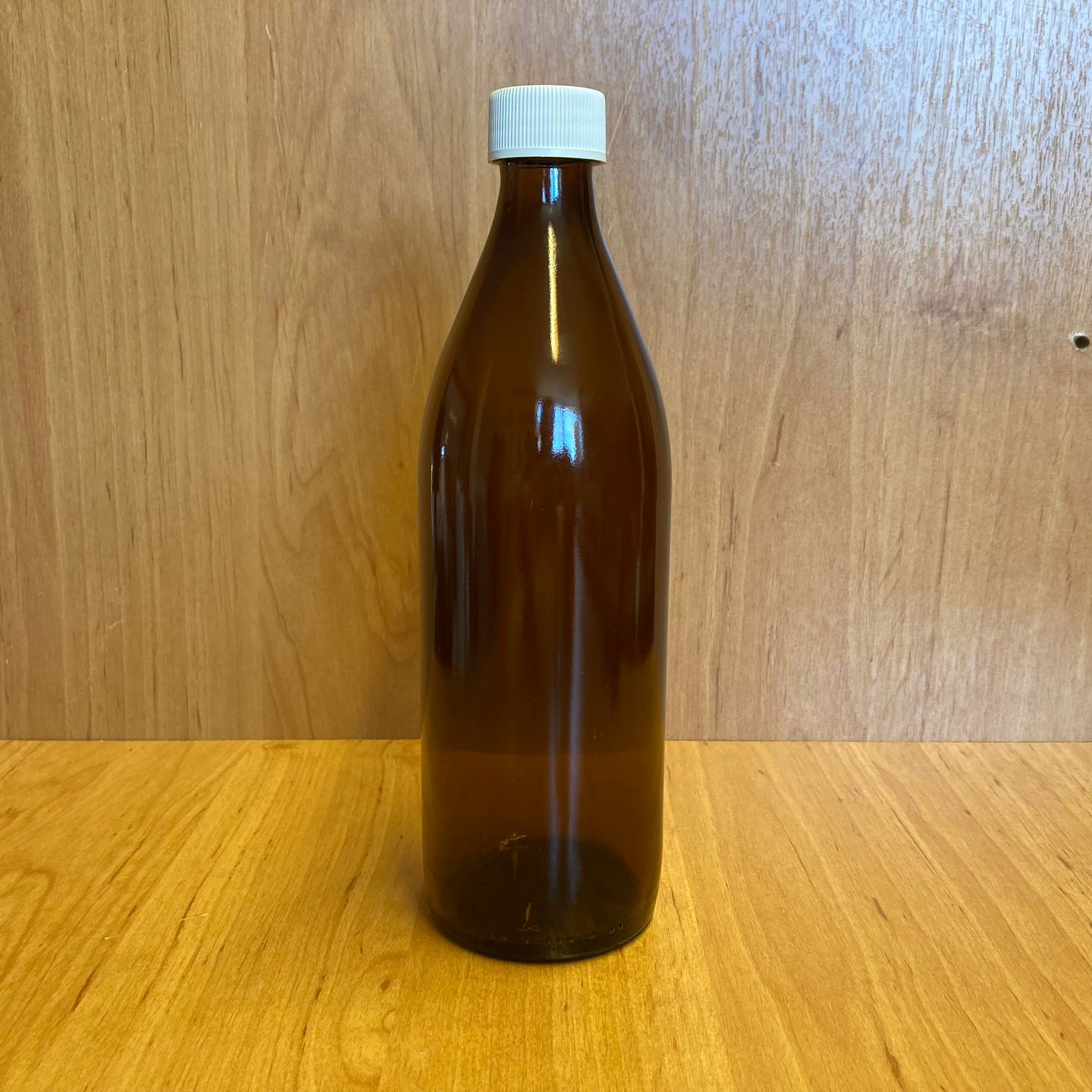500 Cc Amber Cam Şişe - Beyaz Plastik Kapaklı - 500 Ml Kahverengi Boş Şurup Şişesi