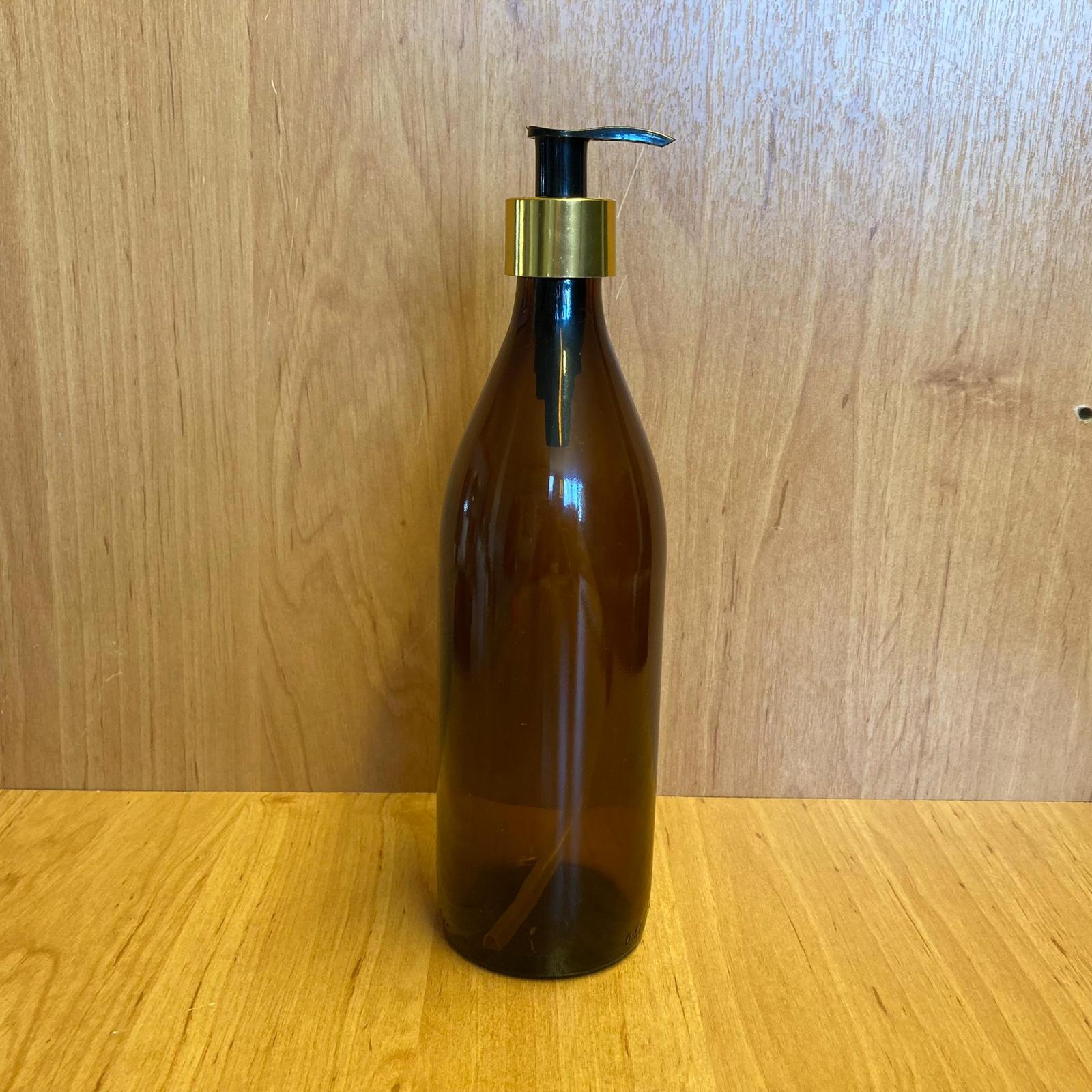 500 Cc Amber Cam Şişe - Gold Pompalı - 500 Ml Kahverengi Pompalı Şişe