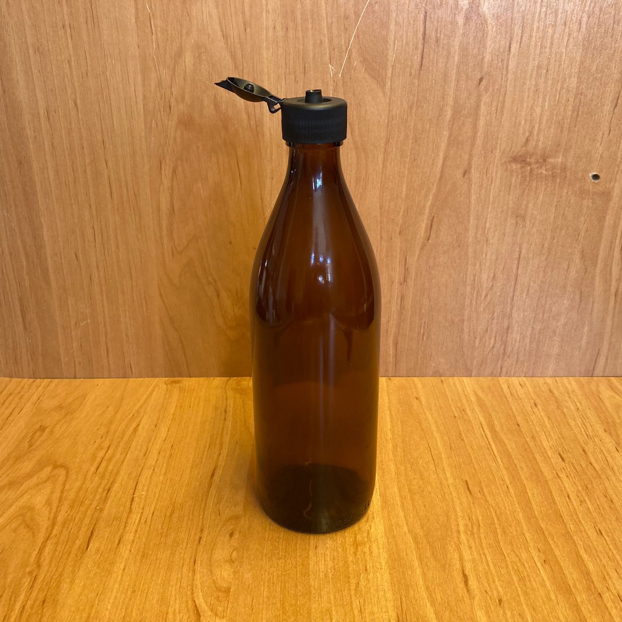 500 Cc Amber Cam Şişe - Siyah Akıtıcılı Fliptop Kapaklı - 500 Ml Kahverengi Boş Şurup Şişesi - Açılır Kapanır Kapaklı