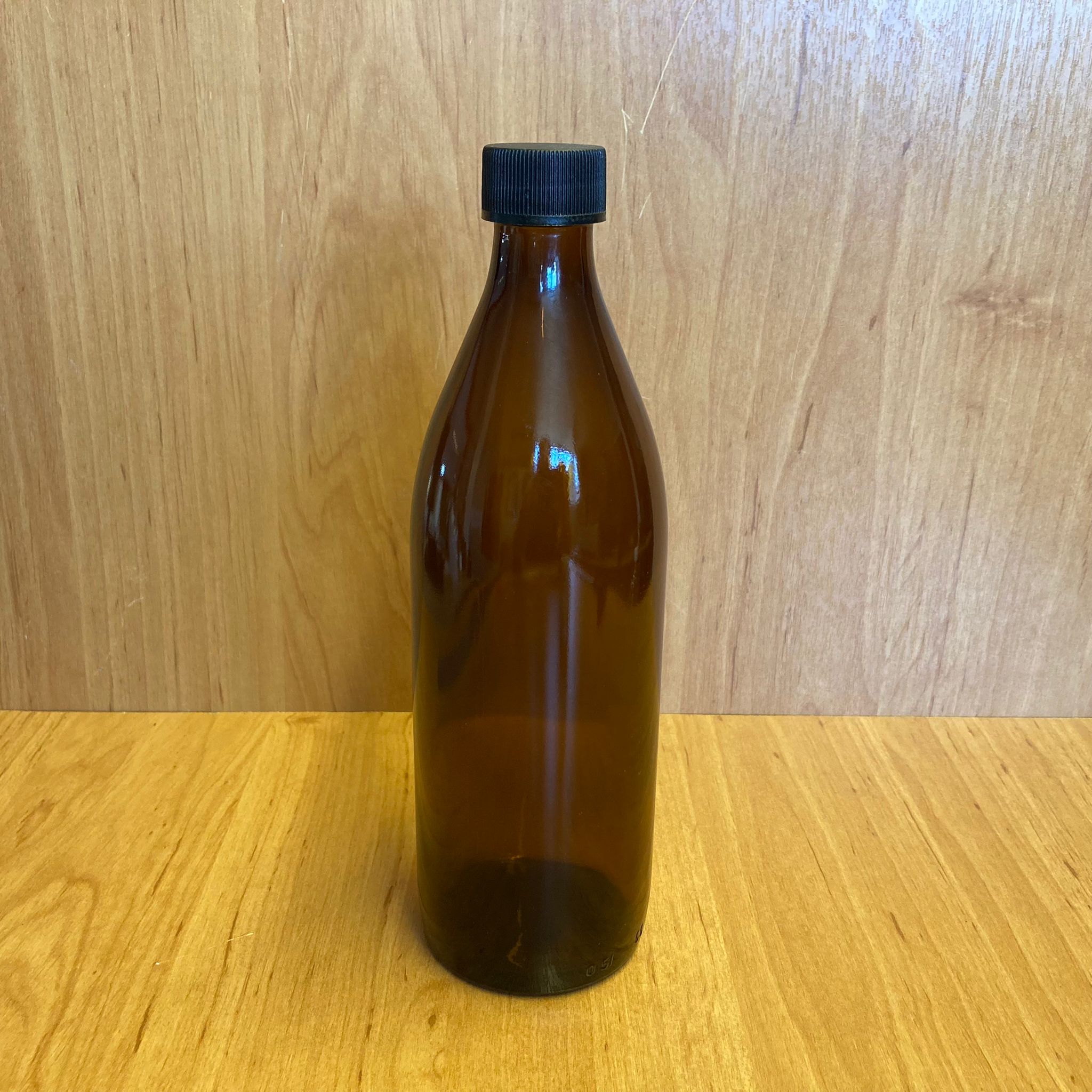 500 Cc Amber Cam Şişe - Siyah Plastik Kapaklı - 500 Ml Kahverengi Boş Şurup Şişesi