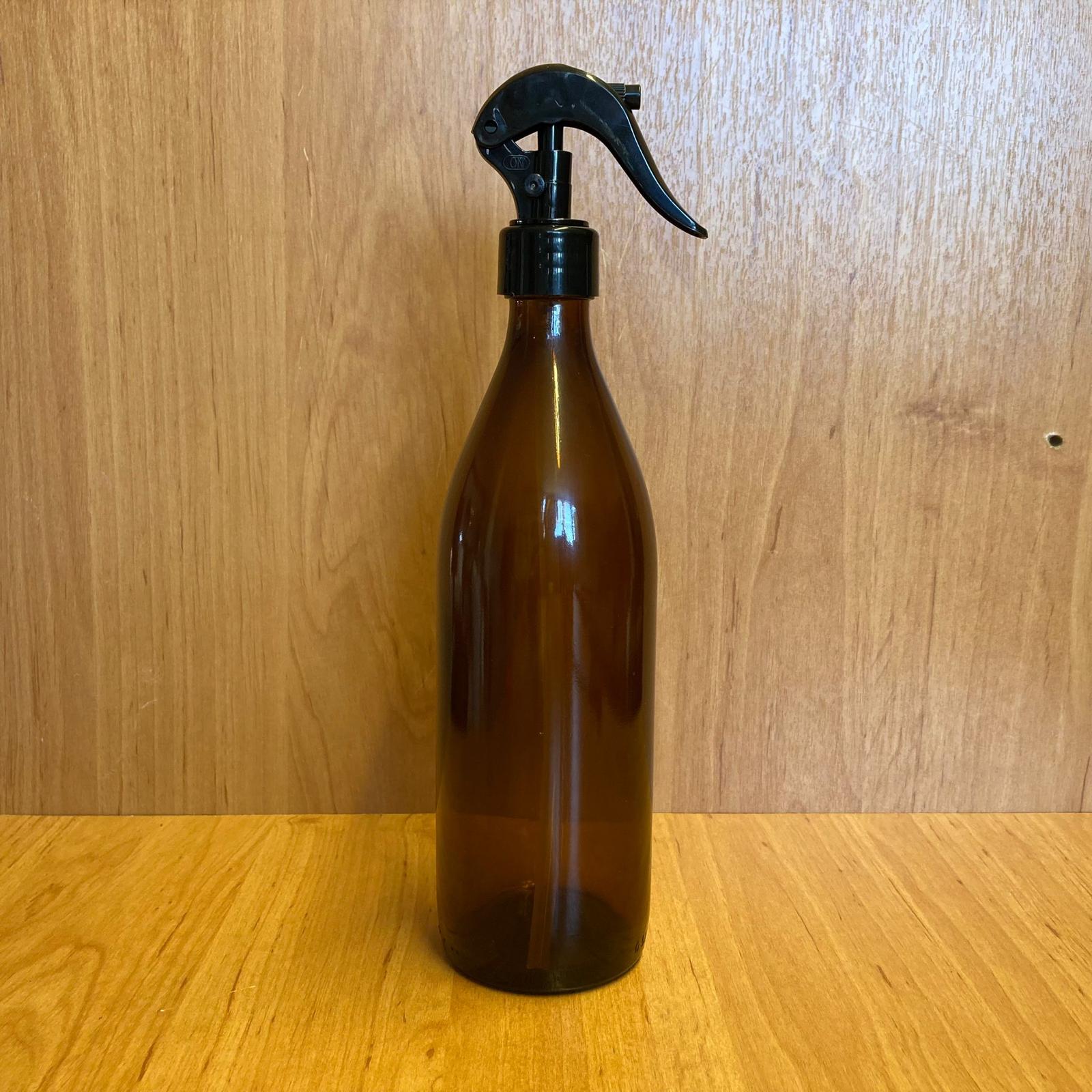 500 Cc Amber Cam Şişe - Siyah Triger Spreyli - 500 Ml Kahverengi Spreyli Şişe