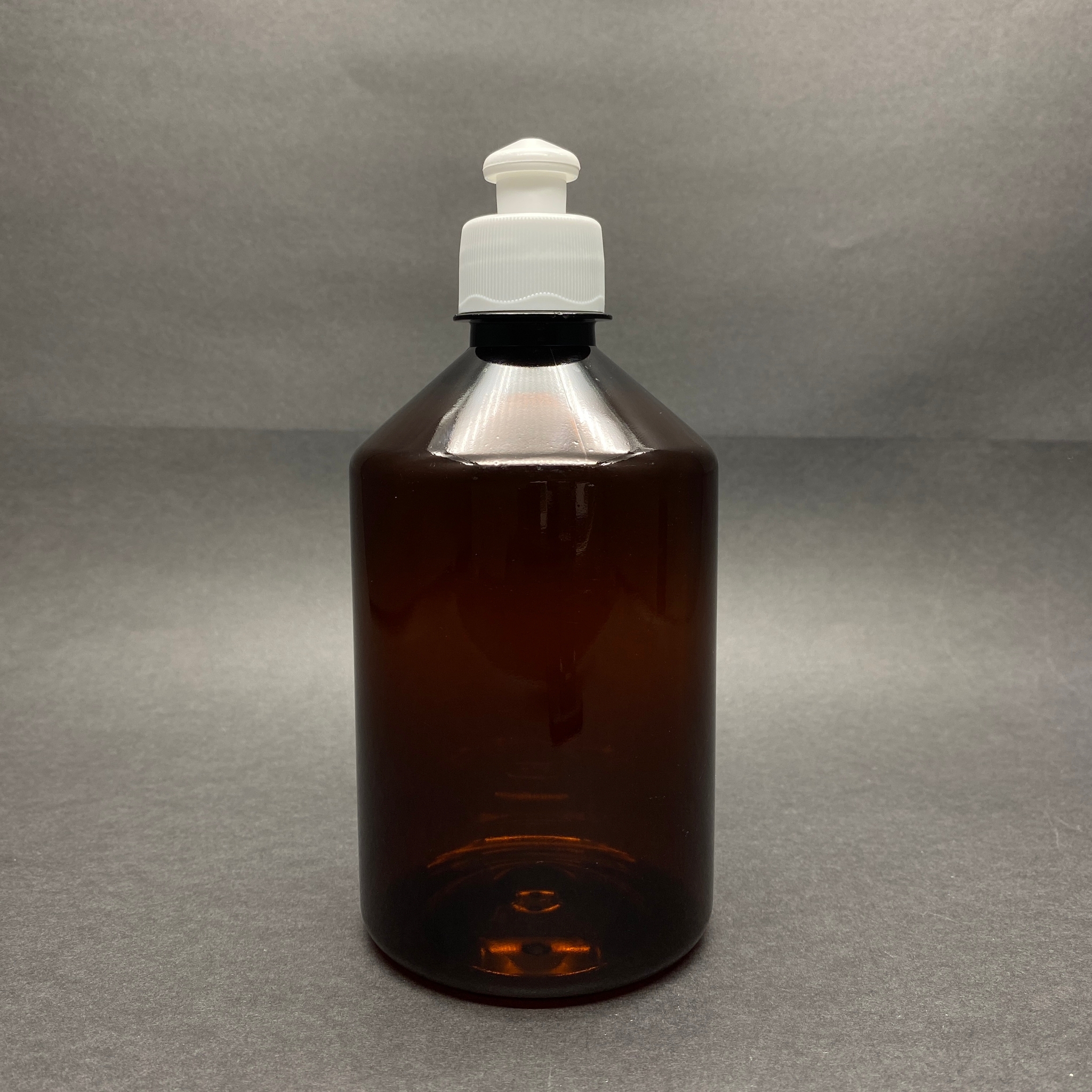 500 Cc Amber Plastik Şişe - Beyaz Akıtıcılı Push-Pull Kapaklı - 500 Ml Kahverengi Boş Plastik Şişe