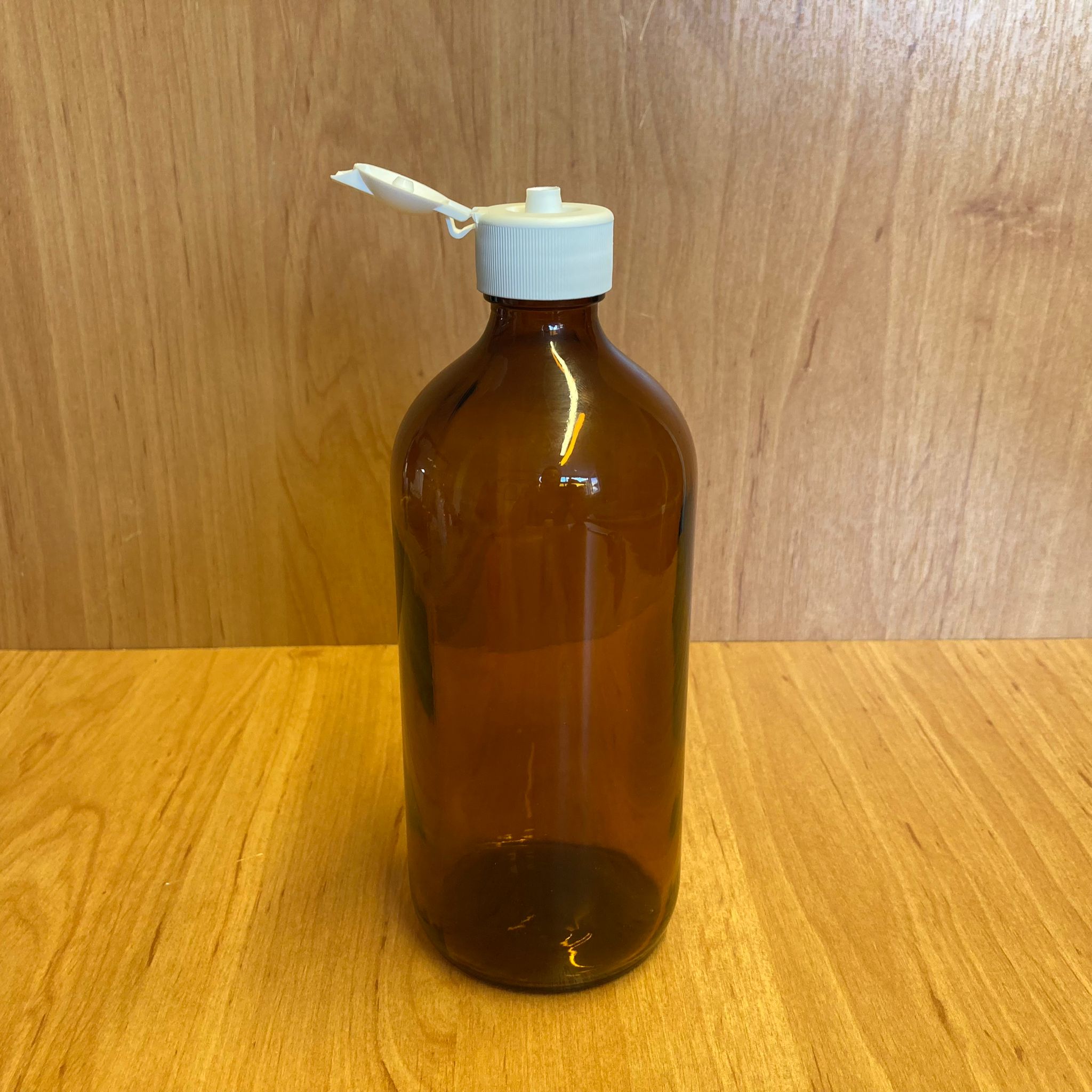 500 Cc Amber Tombul Cam Şişe - Beyaz Akıtıcılı Fliptop Kapaklı - 500 Ml Kahverengi Boş Şurup Şişesi - Açılır Kapanır Kapaklı