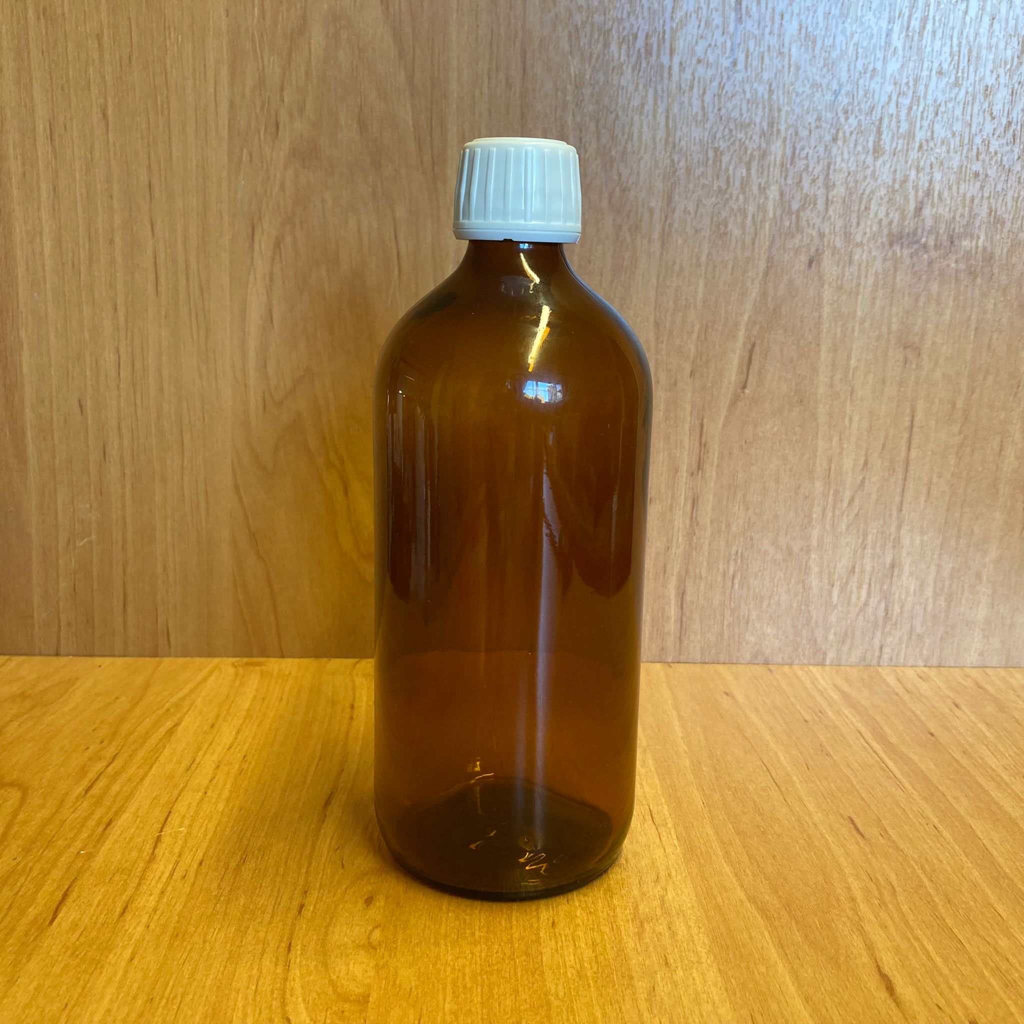 500 Cc Amber Tombul Cam Şişe - Beyaz Kilitli Plastik Kapaklı - 500 Ml Kahverengi Boş Şurup Şişesi