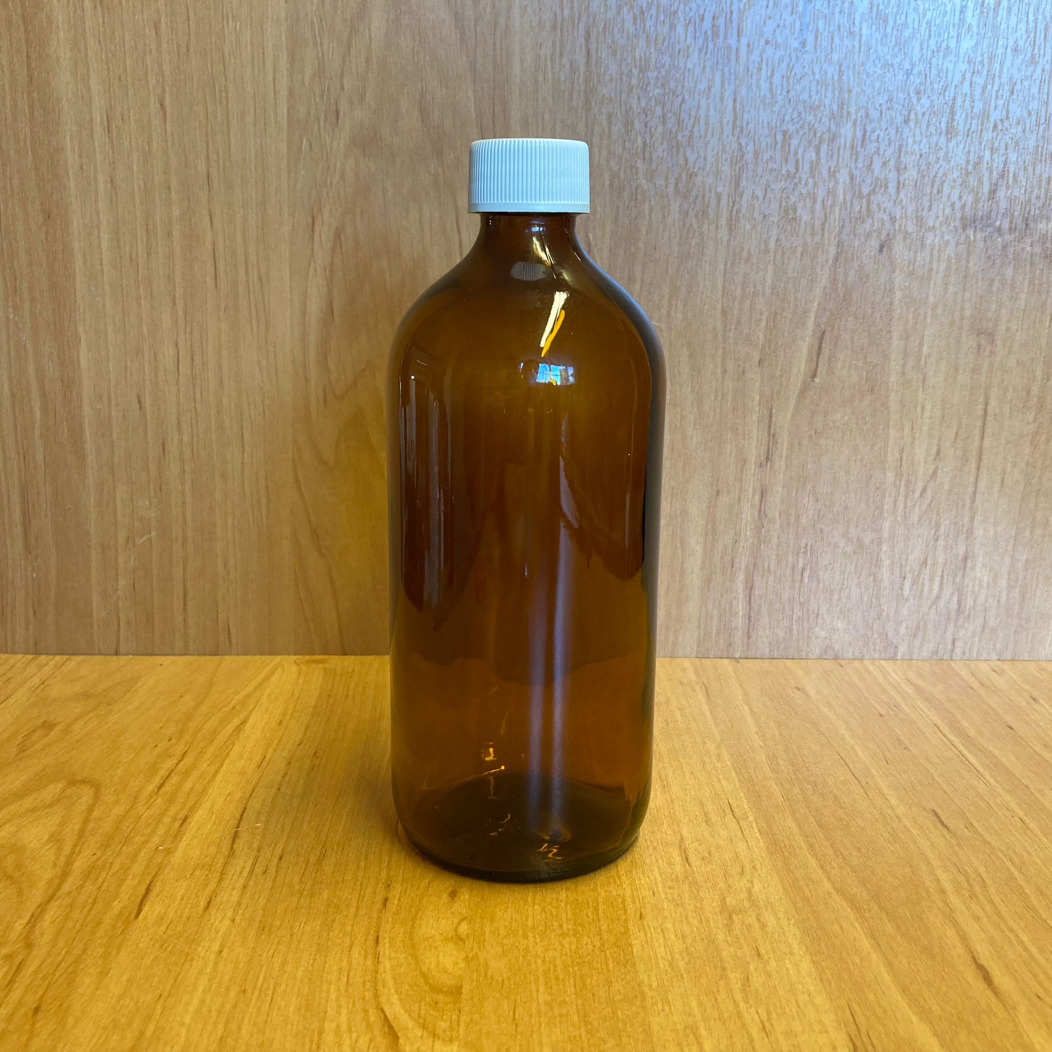 500 Cc Amber Tombul Cam Şişe - Beyaz Plastik Kapaklı - 500 Ml Kahverengi Boş Şurup Şişesi