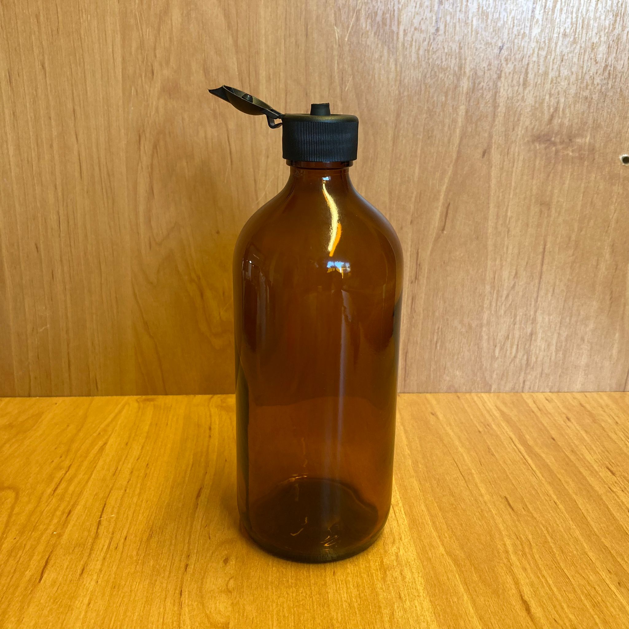500 Cc Amber Tombul Cam Şişe - Siyah Akıtıcılı Fliptop Kapaklı - 500 Ml Kahverengi Boş Şurup Şişesi - Açılır Kapanır Kapaklı