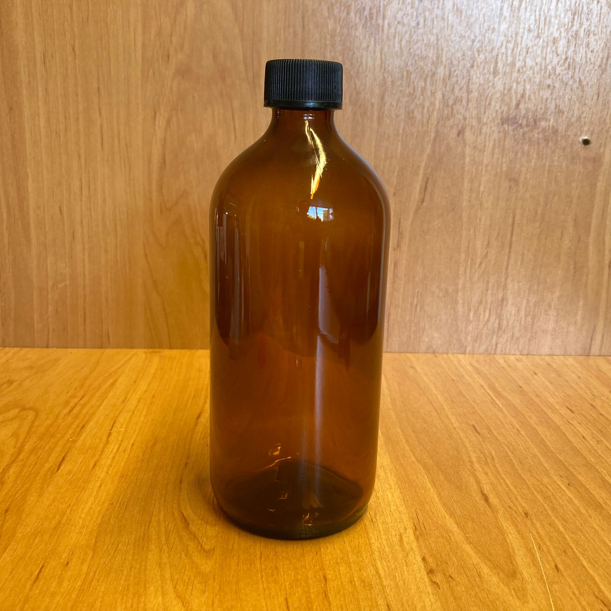500 Cc Amber Tombul Cam Şişe - Siyah Plastik Kapaklı - 500 Ml Kahverengi Boş Şurup Şişesi