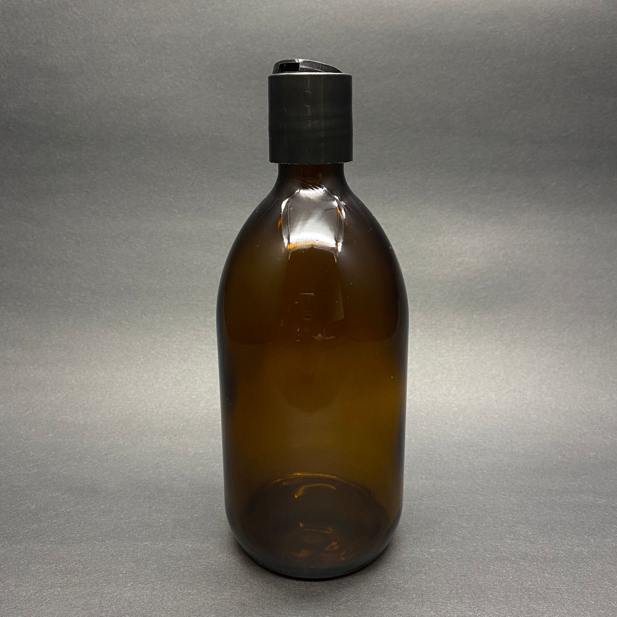 500 Cc Amber Tombul Özel Seri Cam Şişe - Akıtıcılı Siyah Disktop Şampuan Kapaklı - 500 Ml Cam Ecza Şişesi - Kahverengi