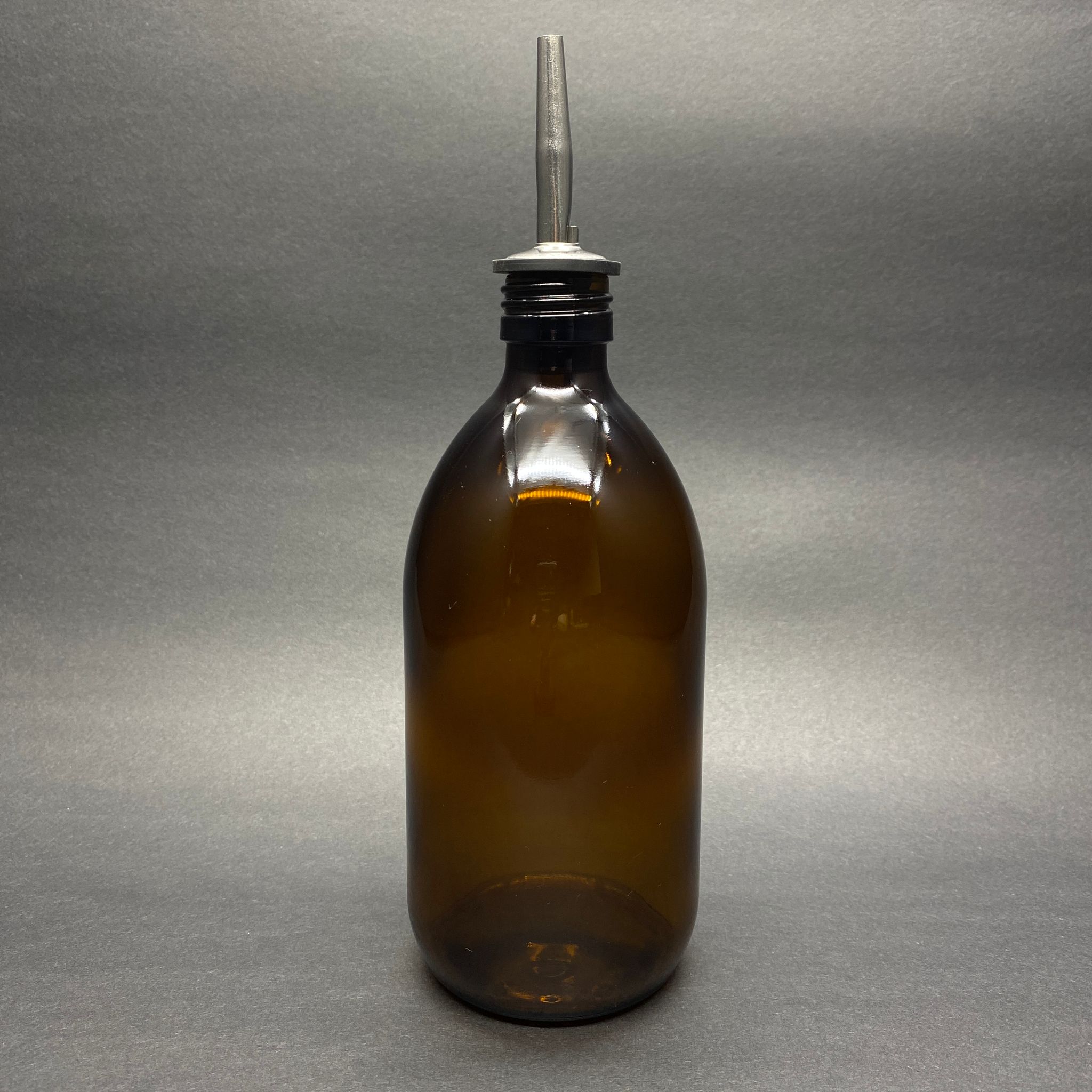500 Cc Amber Tombul Özel Seri Cam Şişe - Çelik Yağdanlık Tıpalı - 500 Ml Cam Ecza Şişesi - Kahverengi