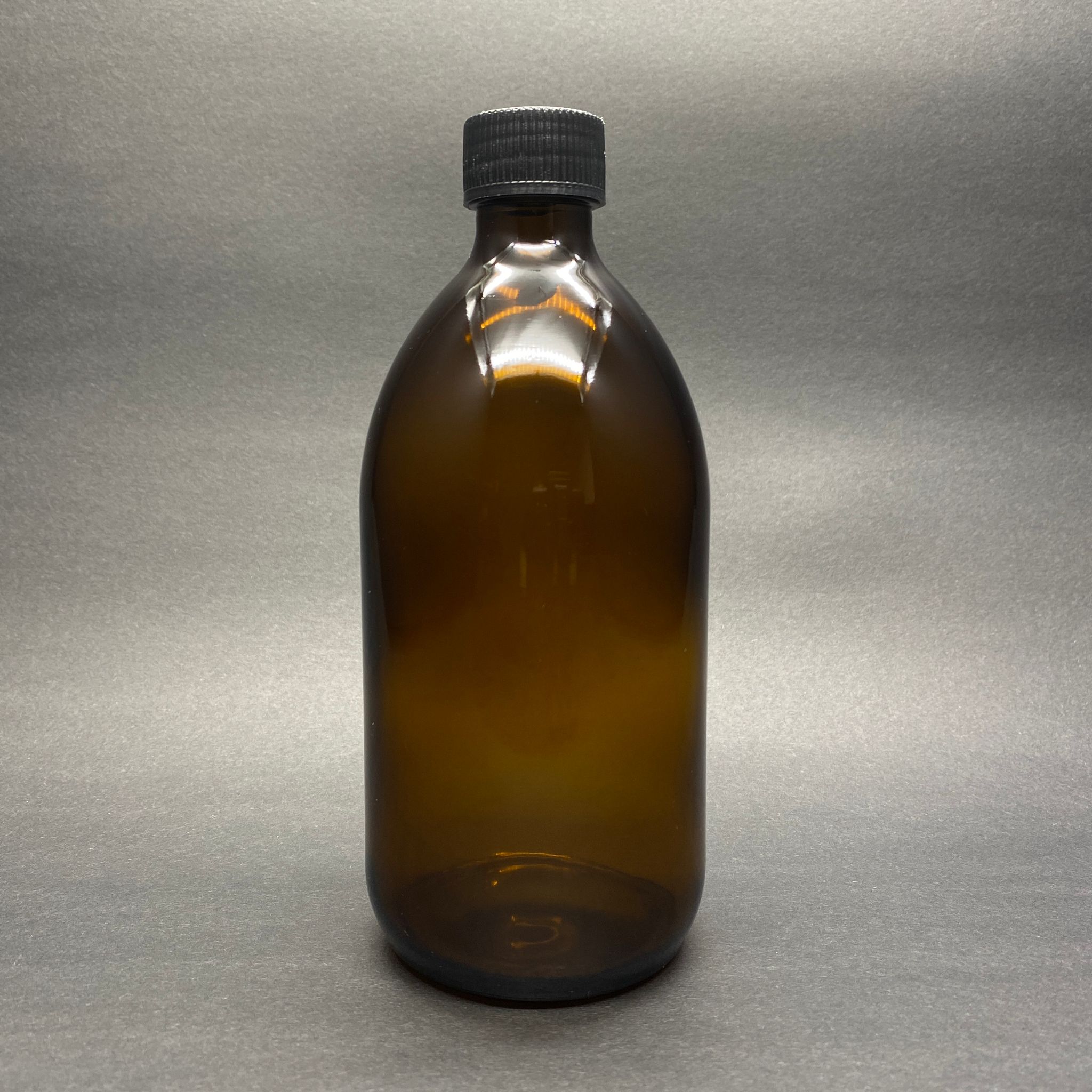 500 Cc Amber Tombul Özel Seri Cam Şişe - Contalı Siyah Kapaklı - 500 Ml Cam Ecza Şişesi - Kahverengi