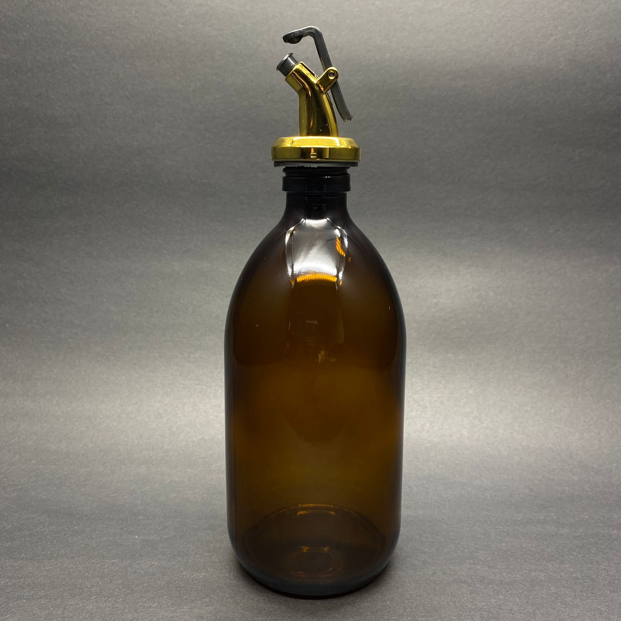 500 Cc Amber Tombul Özel Seri Cam Şişe - Gold Kapaklı Yağdanlık Tıpalı - 500 Ml Cam Ecza Şişesi - Kahverengi