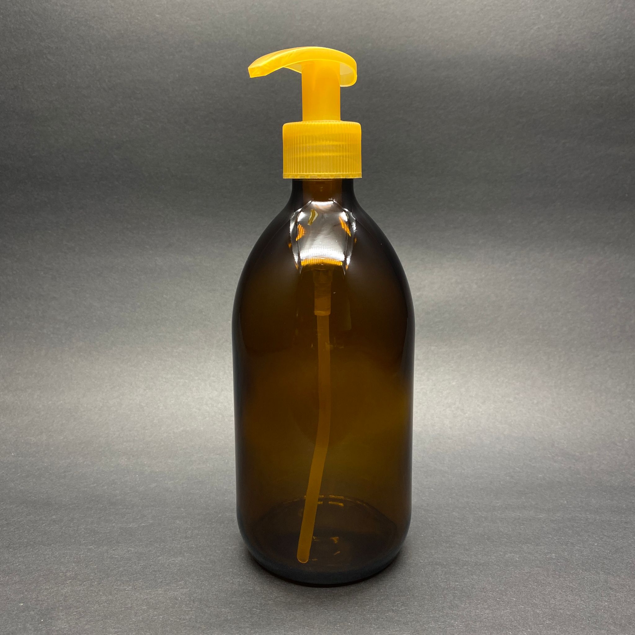 500 Cc Amber Tombul Özel Seri Cam Şişe - Gold Pompalı - 500 Ml Cam Ecza Şişesi - Kahverengi