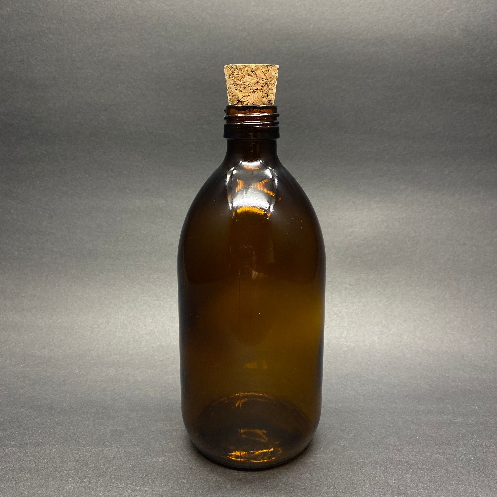 500 Cc Amber Tombul Özel Seri Cam Şişe - Mantar Tıpalı - 500 Ml Cam Ecza Şişesi - Kahverengi