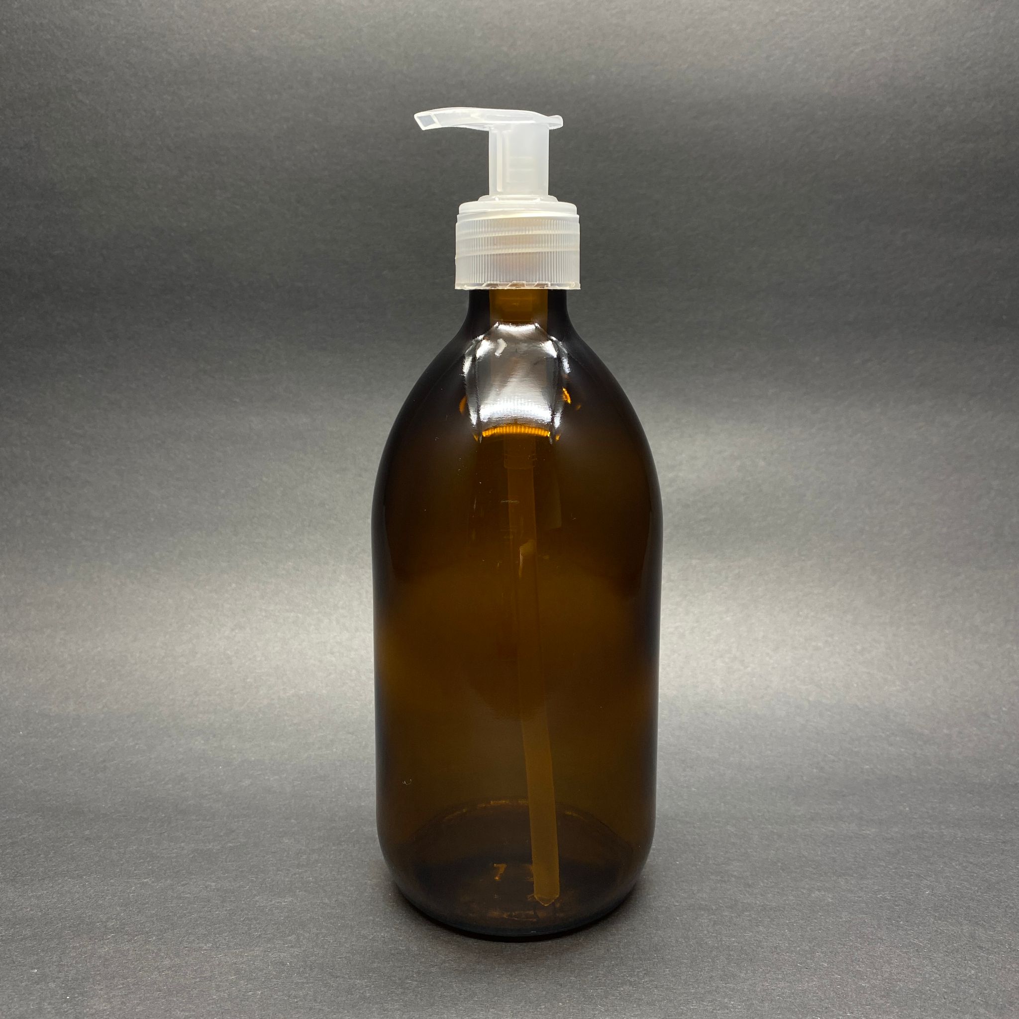 500 Cc Amber Tombul Özel Seri Cam Şişe - Şeffaf Pompalı - 500 Ml Cam Ecza Şişesi - Kahverengi