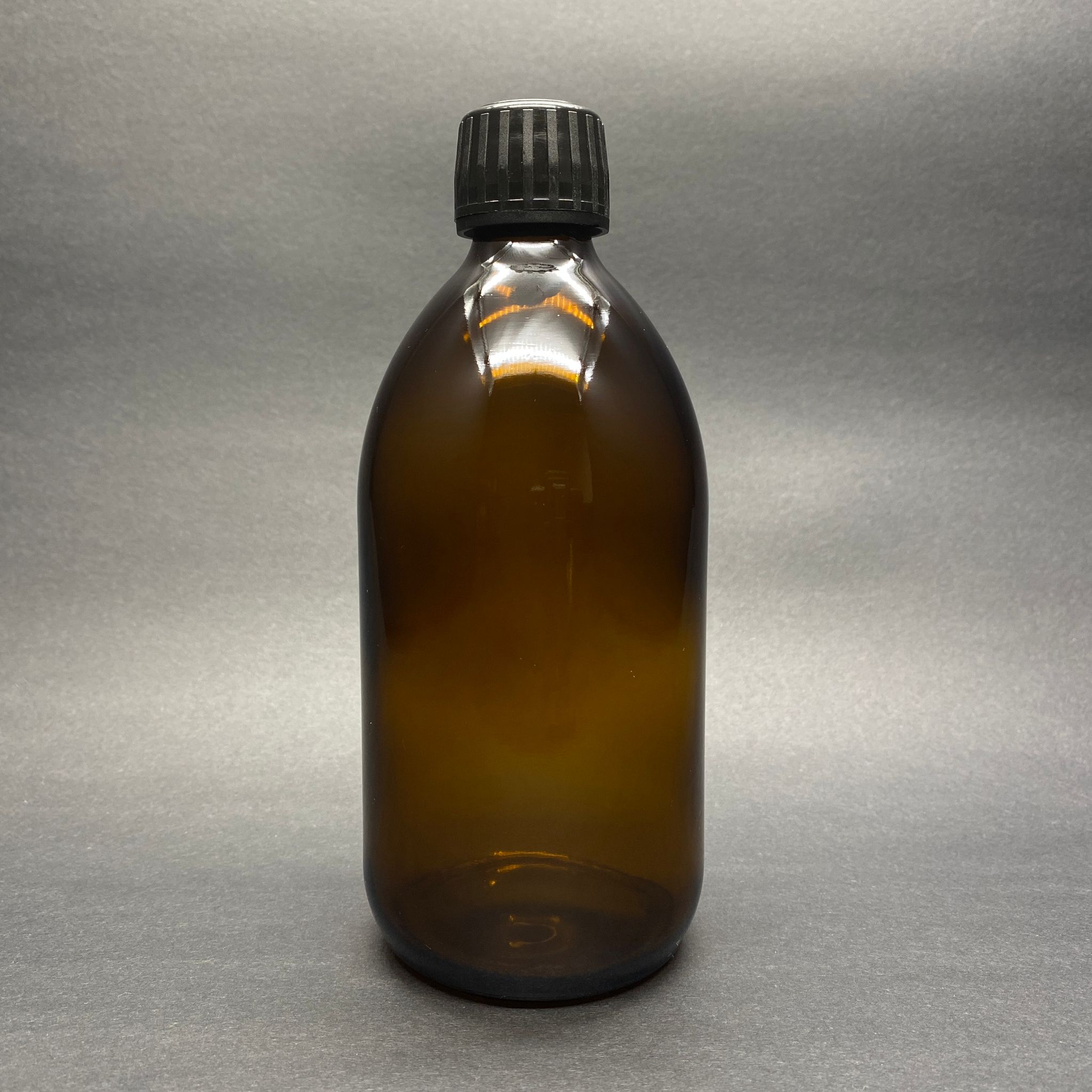 500 Cc Amber Tombul Özel Seri Cam Şişe - Siyah Kilitli Kapaklı - 500 Ml Cam Ecza Şişesi - Kahverengi