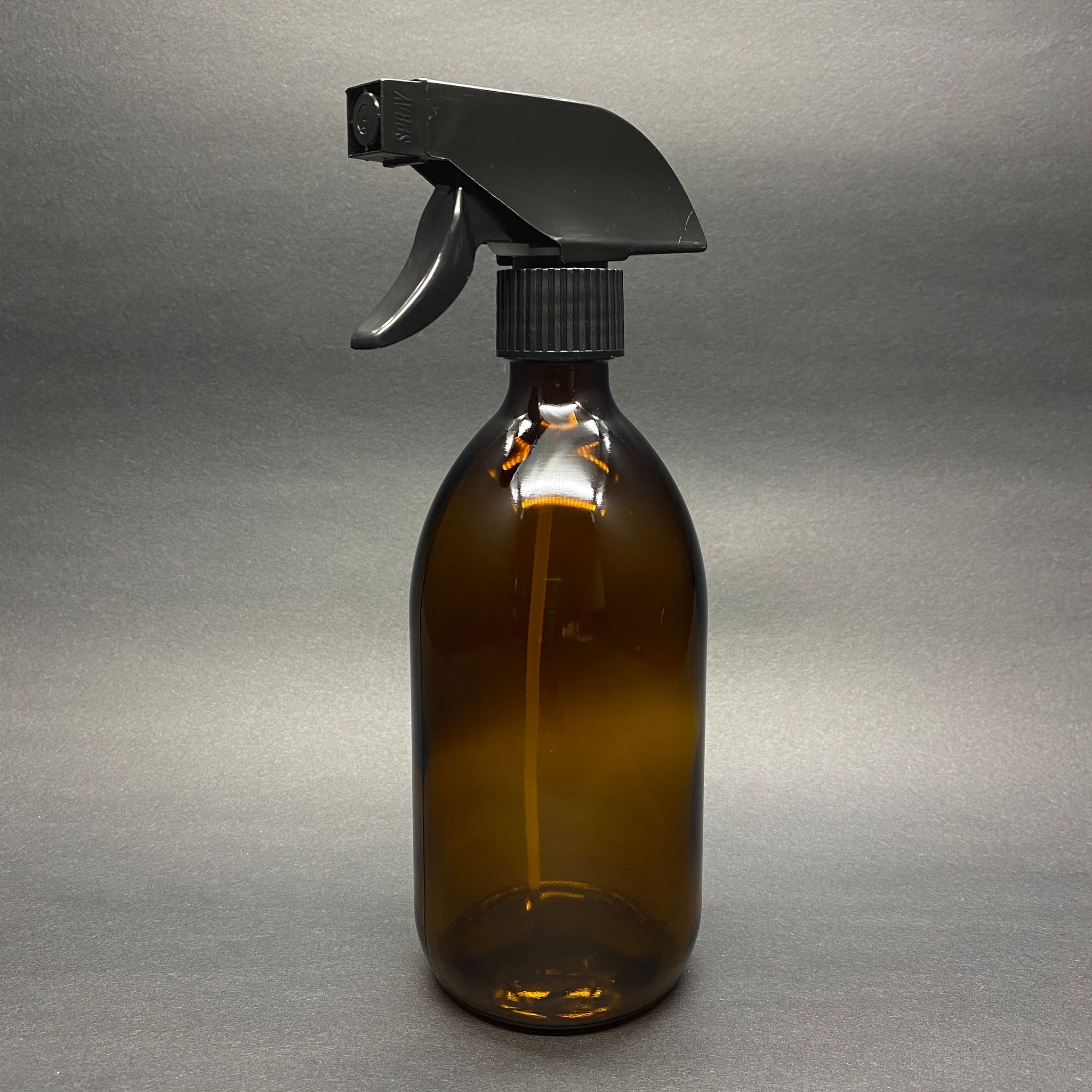 500 Cc Amber Tombul Özel Seri Cam Şişe - Siyah Tetik Triger Spreyli - 500 Ml Cam Ecza Şişesi - Kahverengi