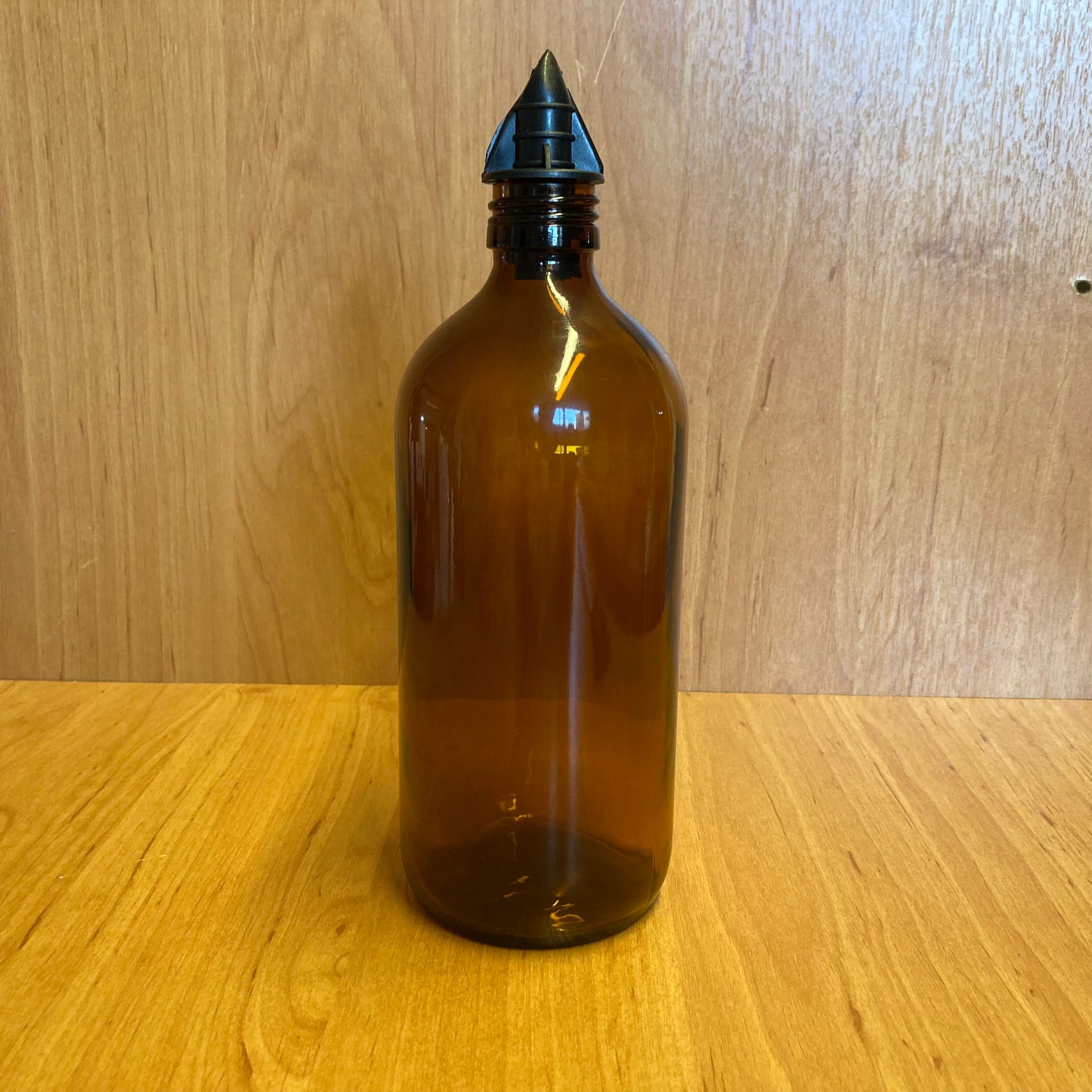 500 Cc Amber Tombul Yağdanlık Şişesi - 500 Ml Cam Yağlık Sirkelik Şişe - Siyah Akıtıcılı
