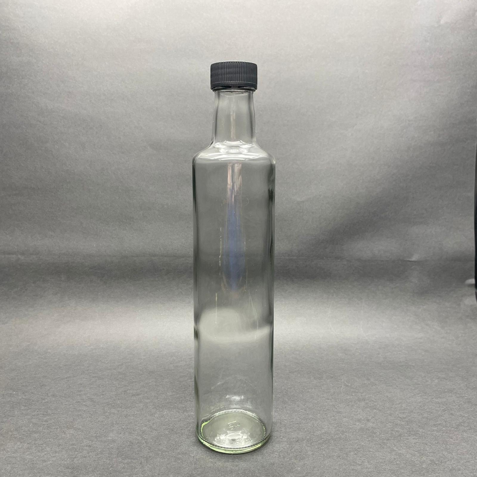 500 Cc Cam Dorika Şişe - Siyah Kapaklı - 500 Ml Dorika Cam Şişe
