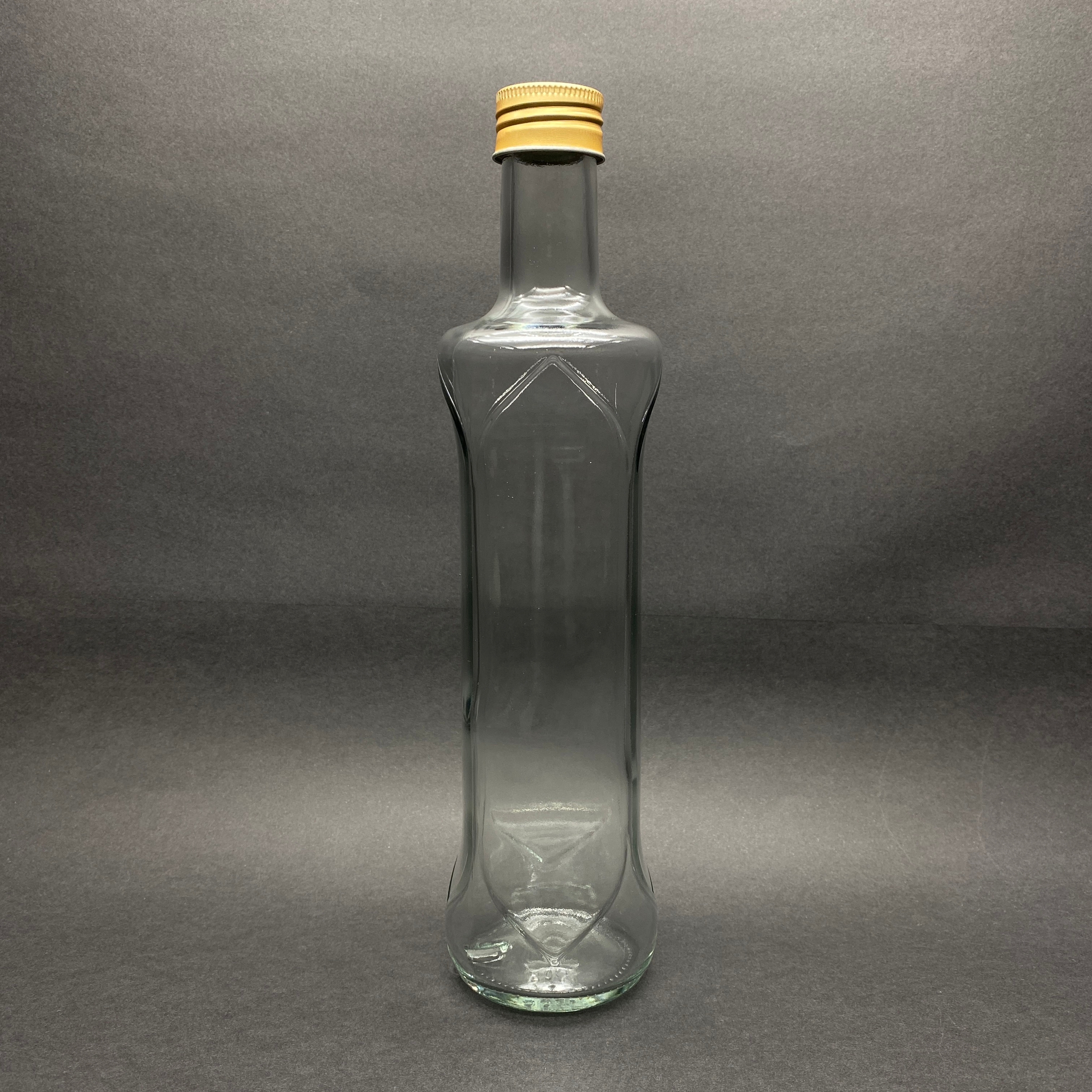 500 Cc Desenli Dorika Cam Şişe - Gold Metal Alüminyum Kapaklı - 500 Ml Dorika Yağ Şişesi - Sirke Şişesi