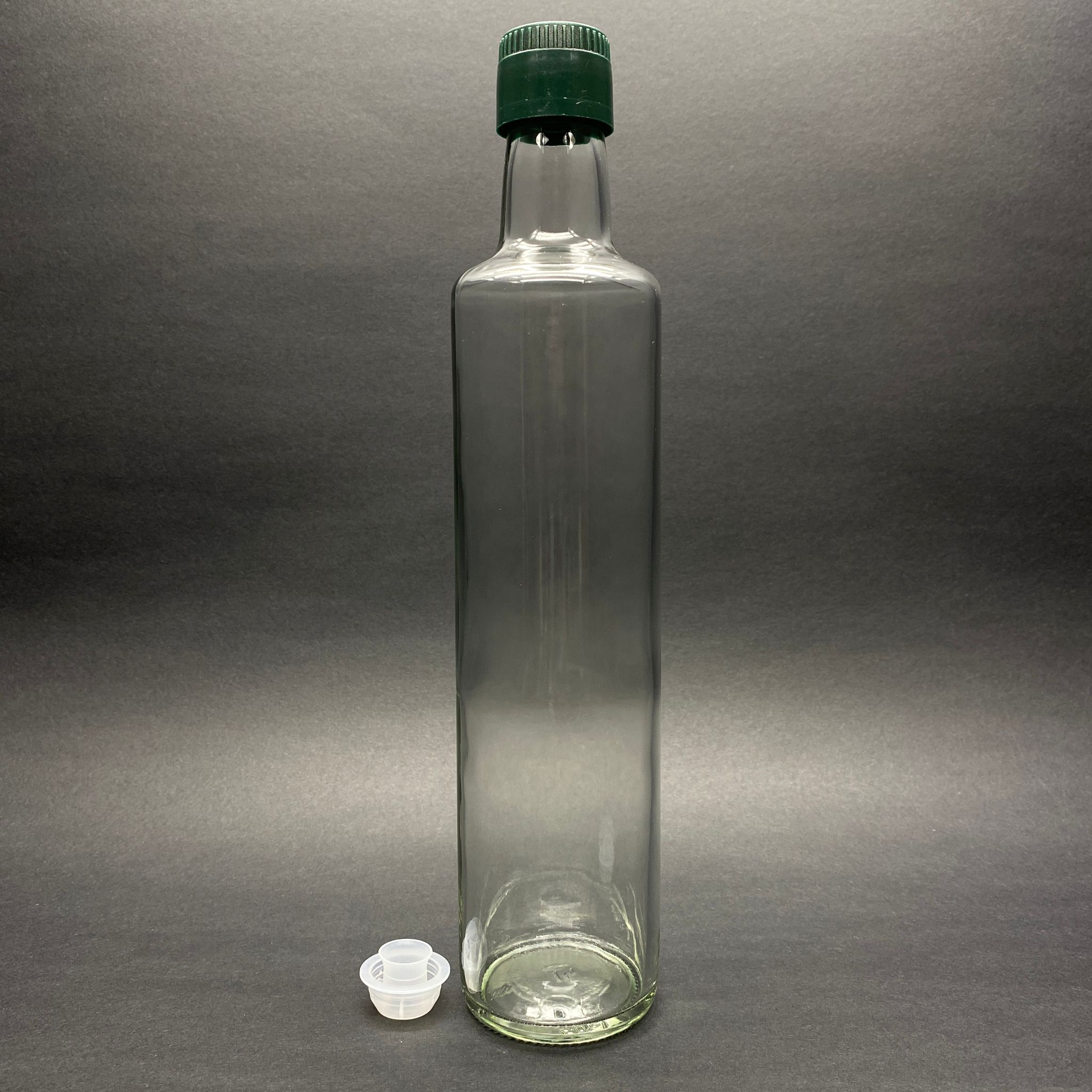 500 Cc Dorika Cam Şişe - Yeşil Kilitli Drop - Stop Akıtıcılı Kapaklı - 500 Ml Şeffaf Dorika Şişe