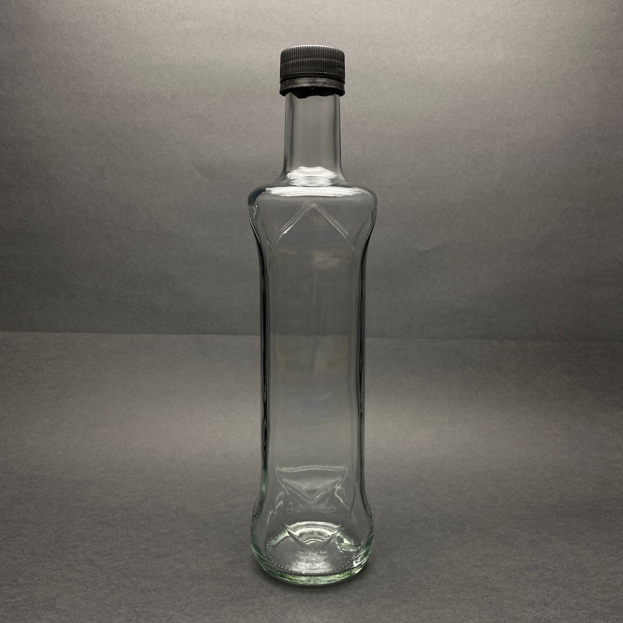 500 Cc Dorika Oval Desenli Cam Şişe - Siyah Kilitli Plastik Kapaklı - 500 Ml Yağ Şişesi - Sirke Şişesi -  Kapak Markası Berıcap