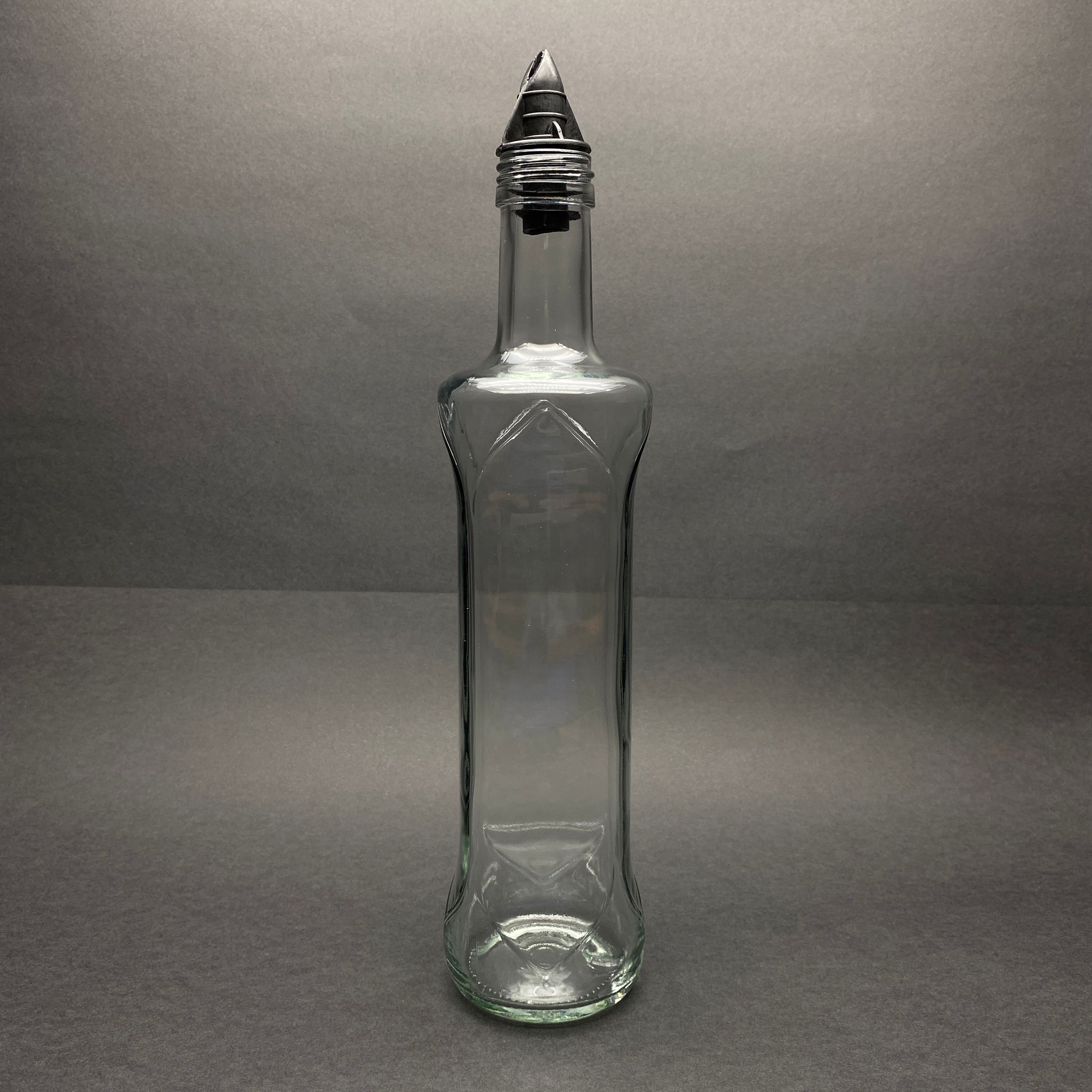 500 Cc Dorika Oval Desenli Cam Şişe - Siyah Yağdanlık Tıpalı - 500 Ml Yağlık Şişesi - Sirkelik Şişesi