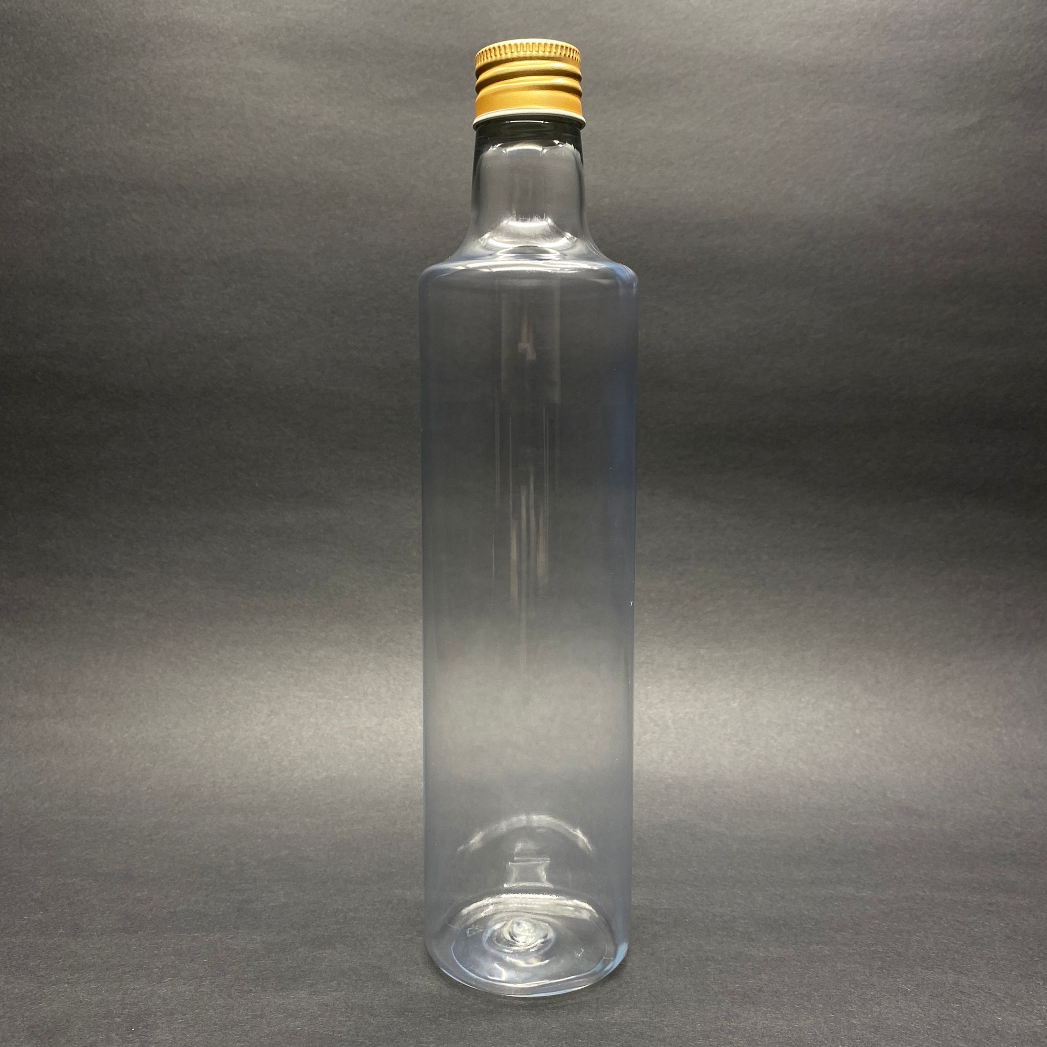 500 Cc Dorika Silindir Pet Şişe - Contalı Gold Metal Kapaklı -  (60 Gr) Cam Görünümlü Sert Kalın Kırılmaz 500 Ml Silindir Plastik Şişe