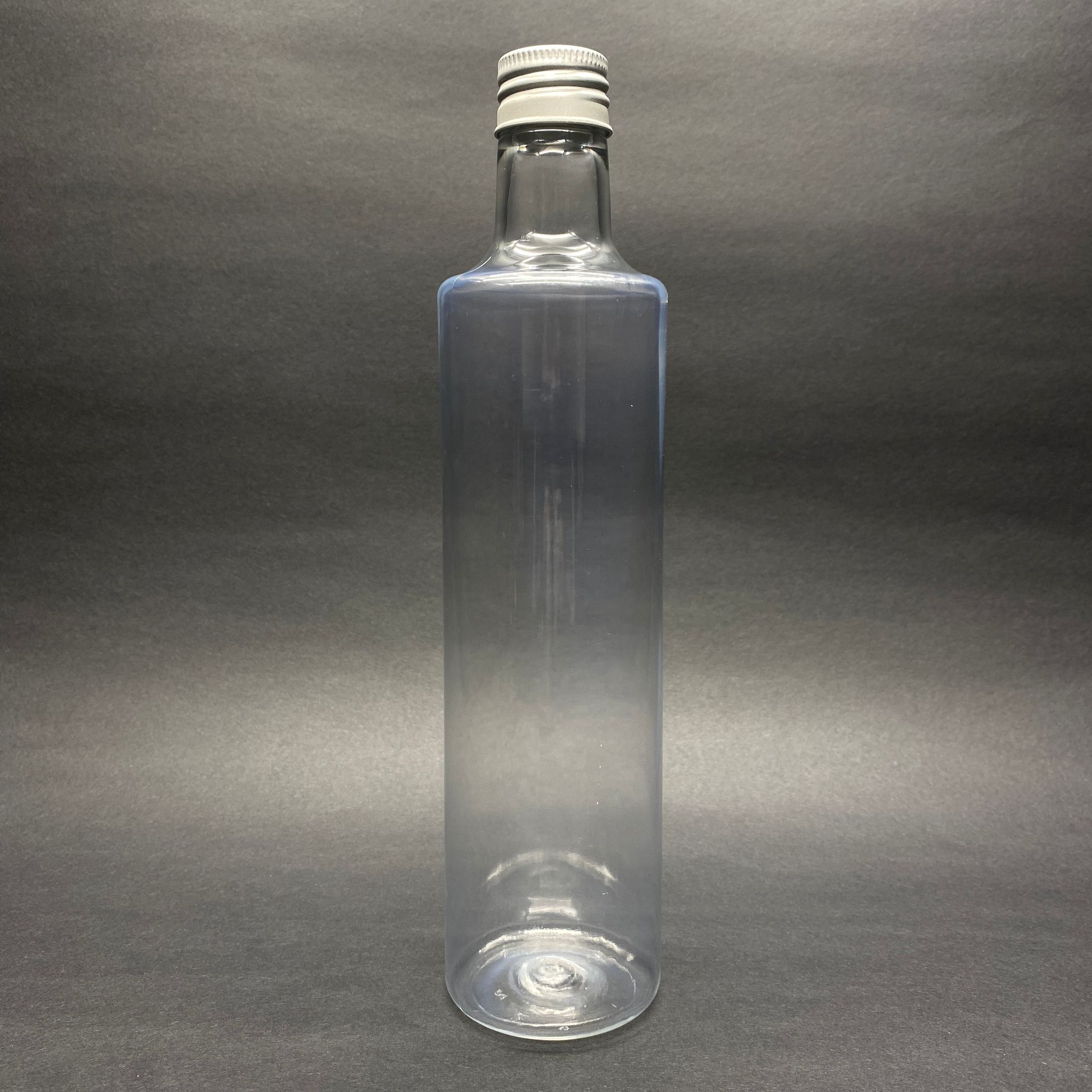 500 Cc Dorika Silindir Pet Şişe - Contalı Gümüş Metal Kapaklı -  (60 Gr) Cam Görünümlü Sert Kalın Kırılmaz 500 Ml Silindir Plastik Şişe