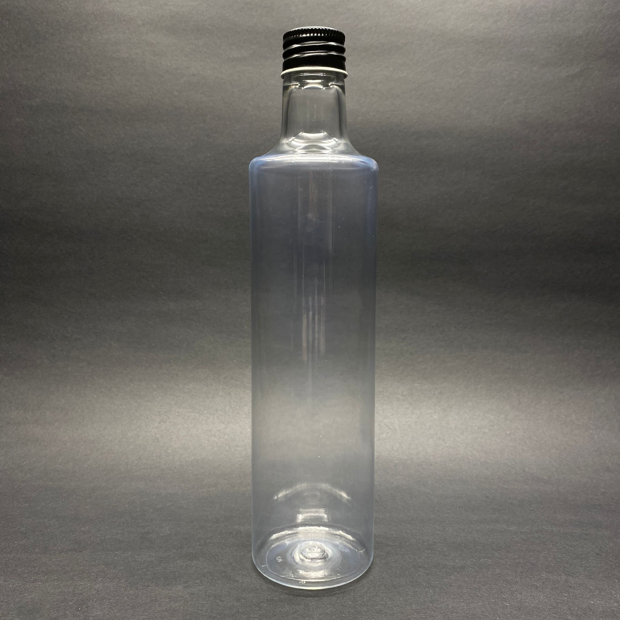 500 Cc Dorika Silindir Pet Şişe - Contalı Siyah Metal Kapaklı -  (60 Gr) Cam Görünümlü Sert Kalın Kırılmaz 500 Ml Silindir Plastik Şişe