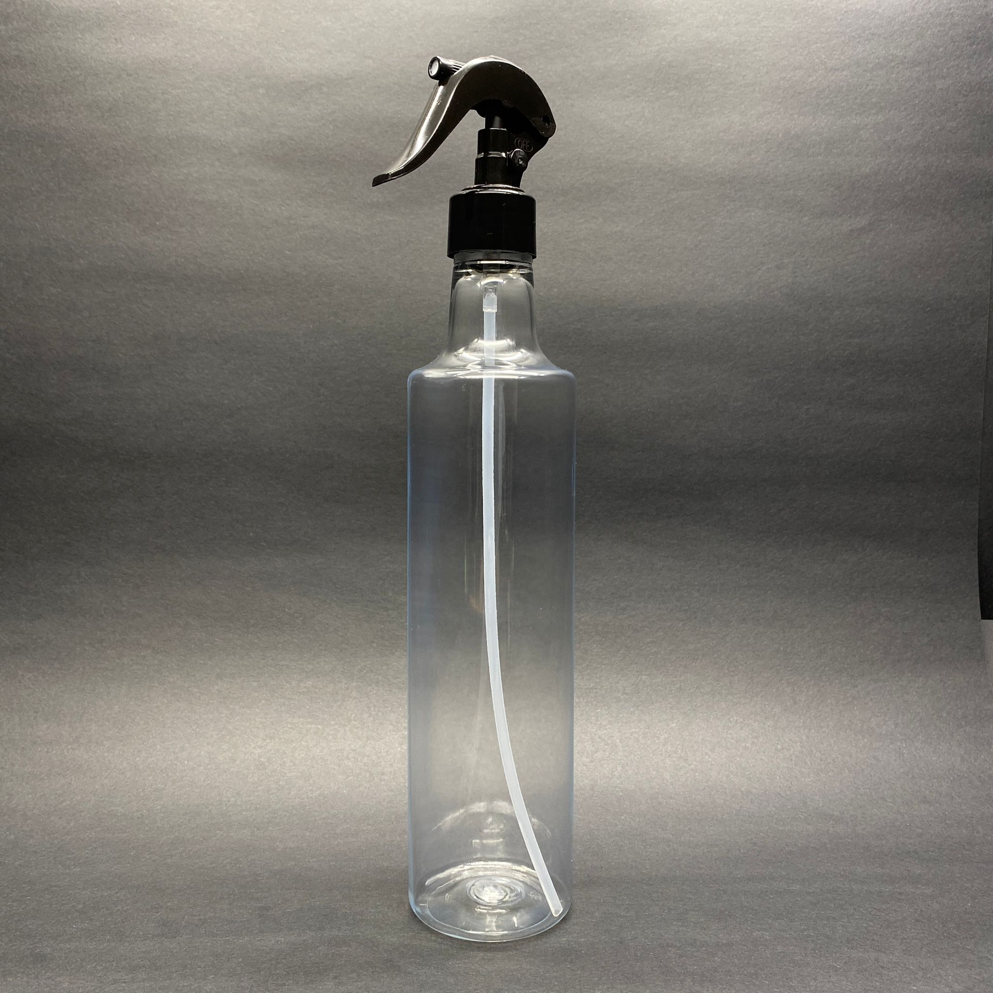 500 Cc Dorika Silindir Pet Şişe - Siyah Triger Spreyli (Duman Şeklinde Püskürtür) -  (60 Gr) Cam Görünümlü Sert Kalın Kırılmaz 500 Ml Silindir Plastik Şişe
