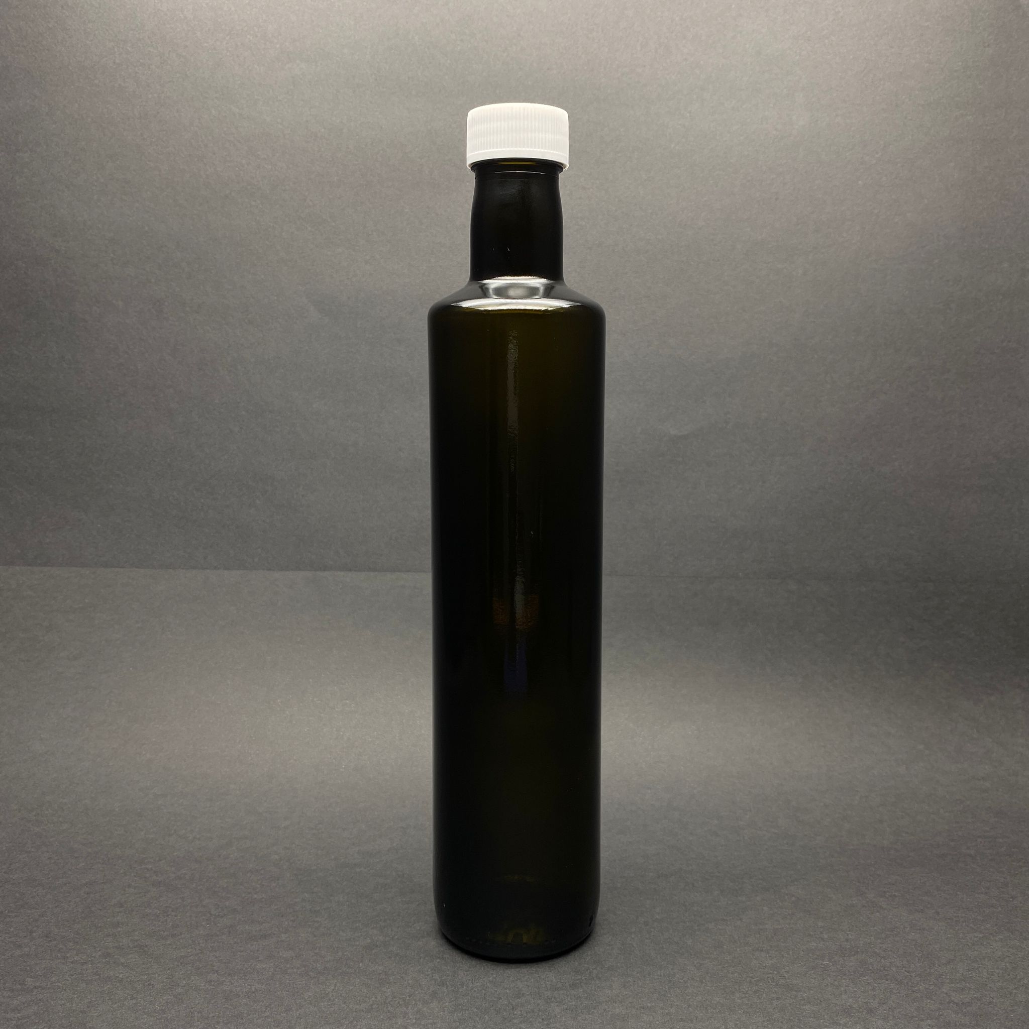 500 Cc Dorika Yeşil Cam Şişe - Beyaz Plastik Kapaklı - 500 Ml Silindir Yağ Şişesi - Sirke Şişesi