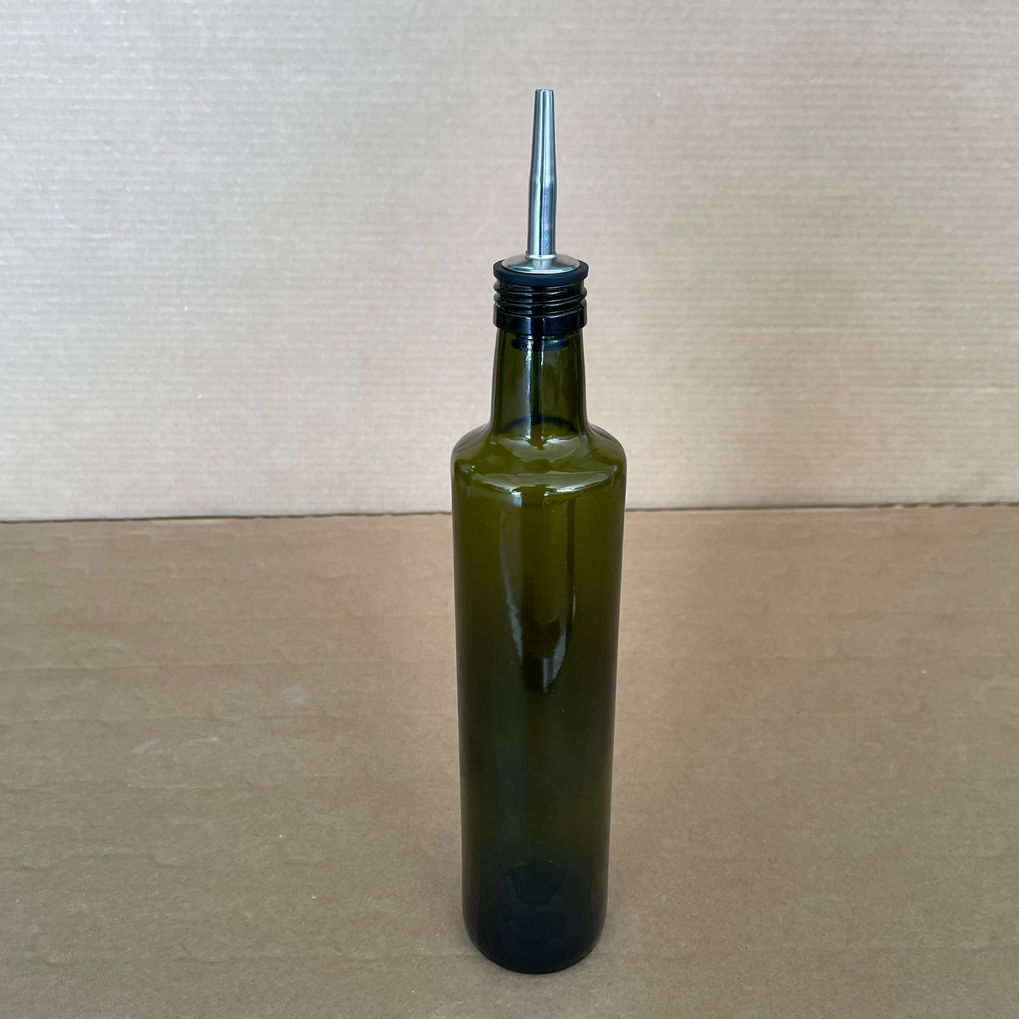 500 Cc Dorika Yeşil Cam Şişe - Çelik Yağdanlık Tıpalı - 500 Ml Yağ Şişesi - Sirke Şişesi