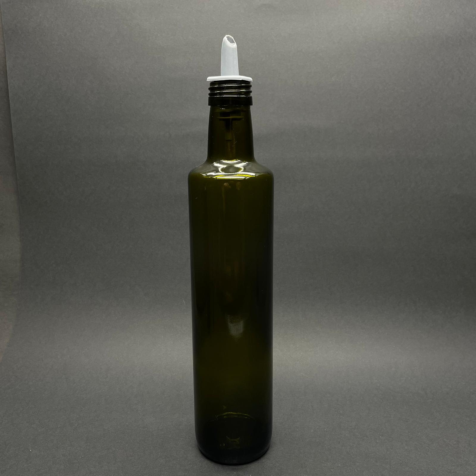 500 Cc Dorika Yeşil Cam Şişe - Gri Silikon Yağdanlık Tıpalı - 500 Ml Yağ Şişesi - Sirke Şişesi - Yağlık Şişe