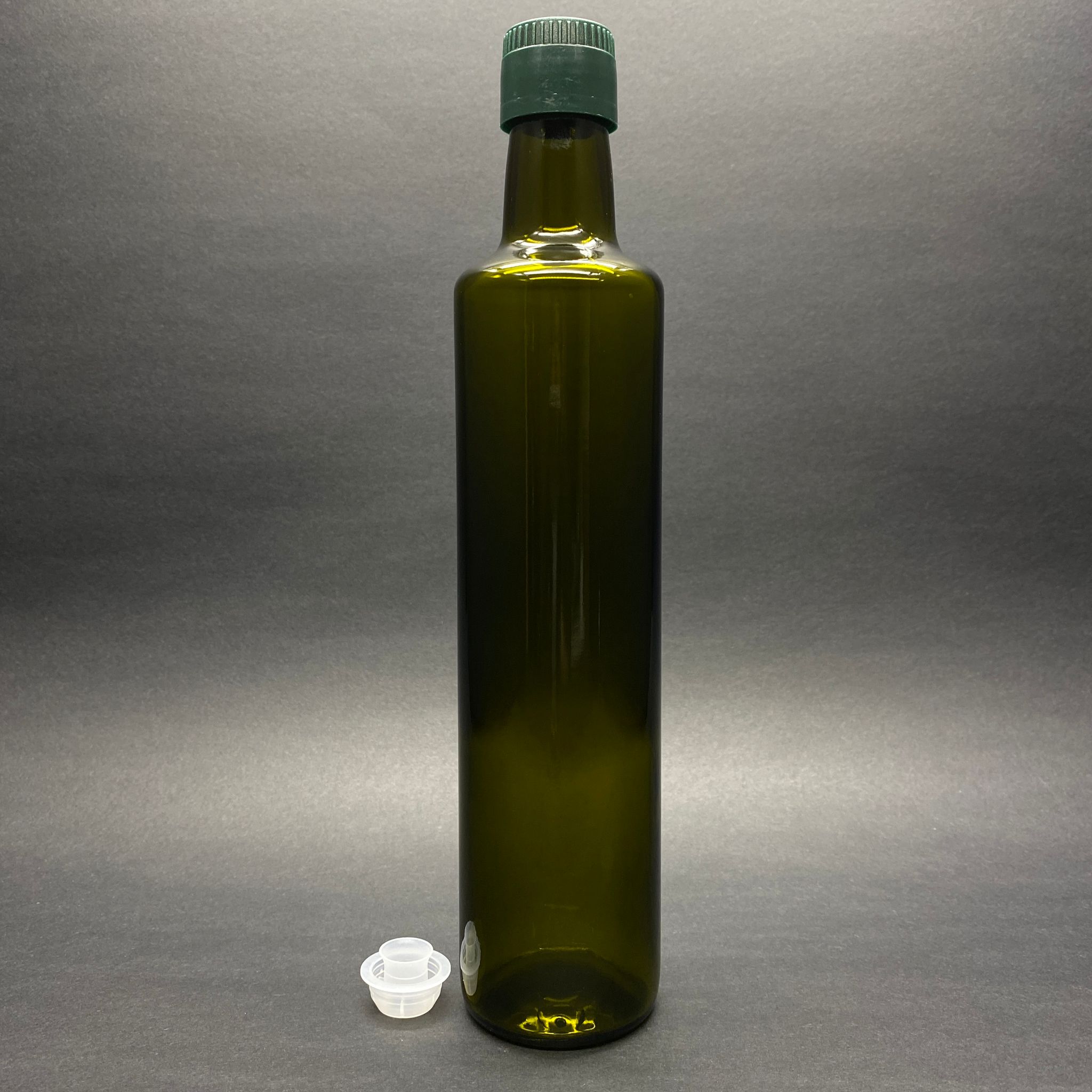 500 Cc Dorika Yeşil Cam Şişe - Kilitli Yeşil Drop Stop Akıtıcılı Plastik Kapaklı - 500 Ml Silindir Yağ Şişesi - Sirke Şişesi