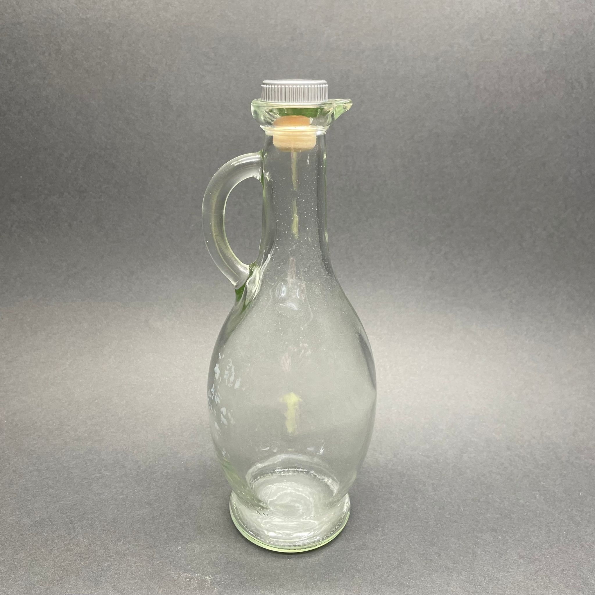 500 Cc Gagalı Kulplu Yağlık Cam Şişe - 500 Ml Galon Yağdanlık Şişe - Yağ Şişesi - Şeffaf - Gri Mantar Tıpalı