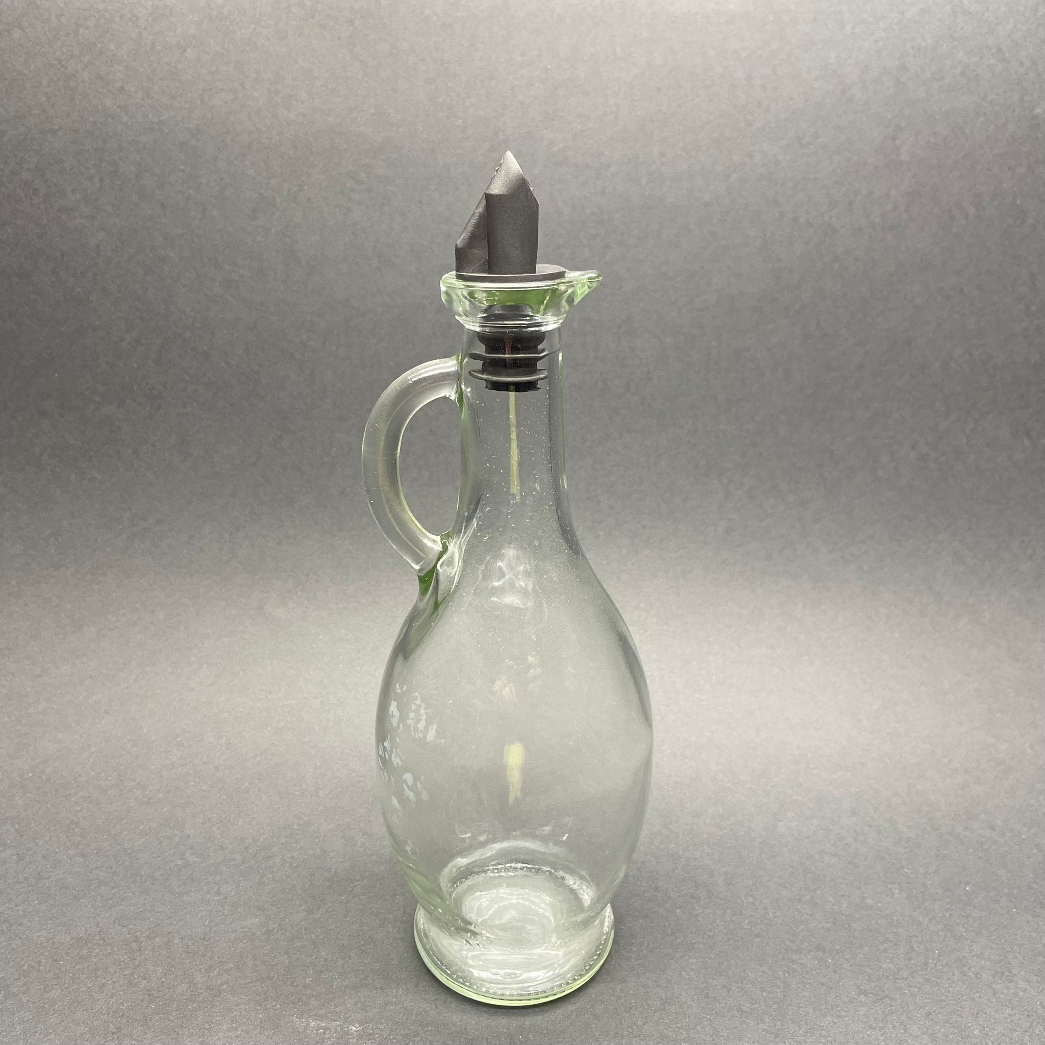 500 Cc Gagalı Kulplu Yağlık Cam Şişe - 500 Ml Galon Yağdanlık Şişe - Yağ Şişesi - Şeffaf - Siyah Silikon Tıpalı