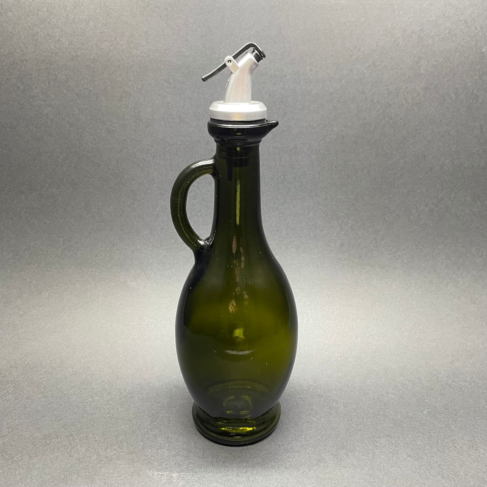 500 Cc Gagalı Kulplu Yağlık Cam Şişe - 500 Ml Galon Yağdanlık Şişe - Yağ Şişesi - Yeşil - Gri Yağdanlık Tıpalı