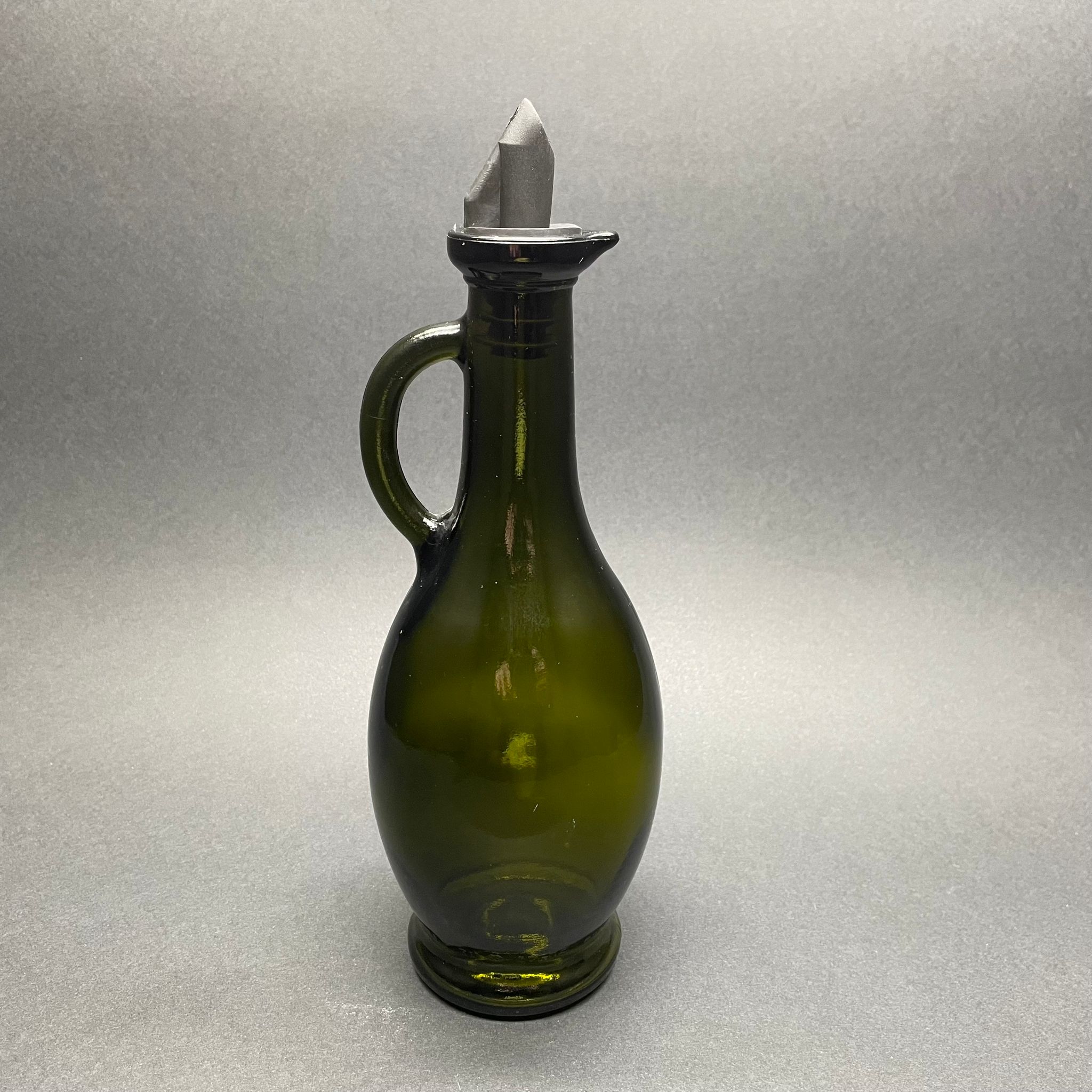 500 Cc Gagalı Kulplu Yağlık Cam Şişe - 500 Ml Galon Yağdanlık Şişe - Yağ Şişesi - Yeşil - Siyah Silikon Tıpalı